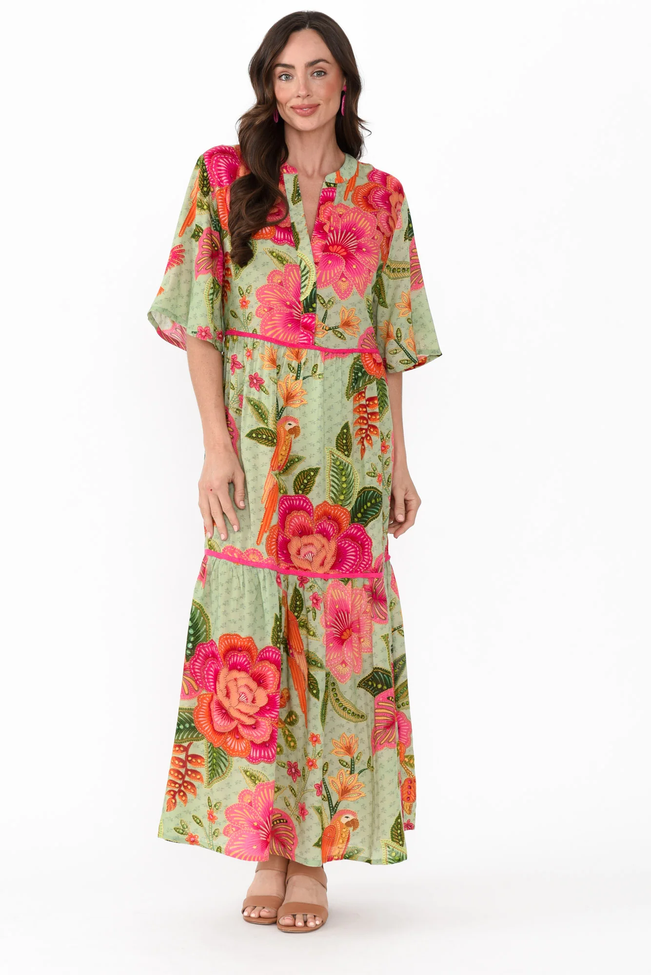 Lyn Green Floral Tie Dress