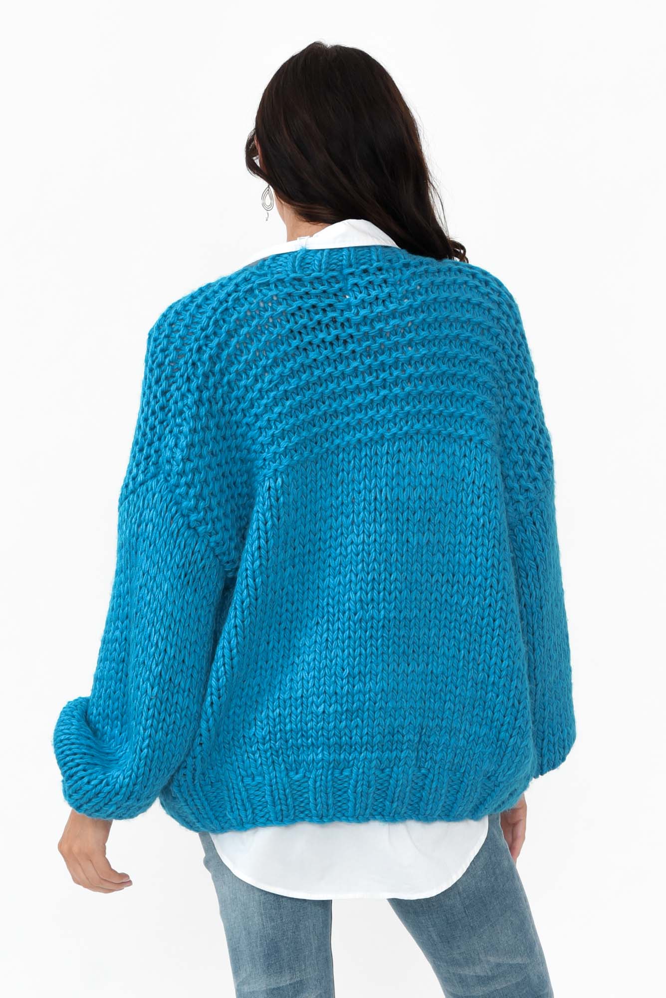 Freddie Blue Knit Pocket Cardigan