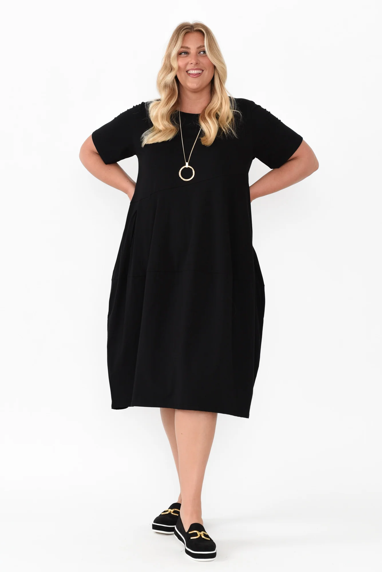 Morgan Black Diagonal Seam Dress