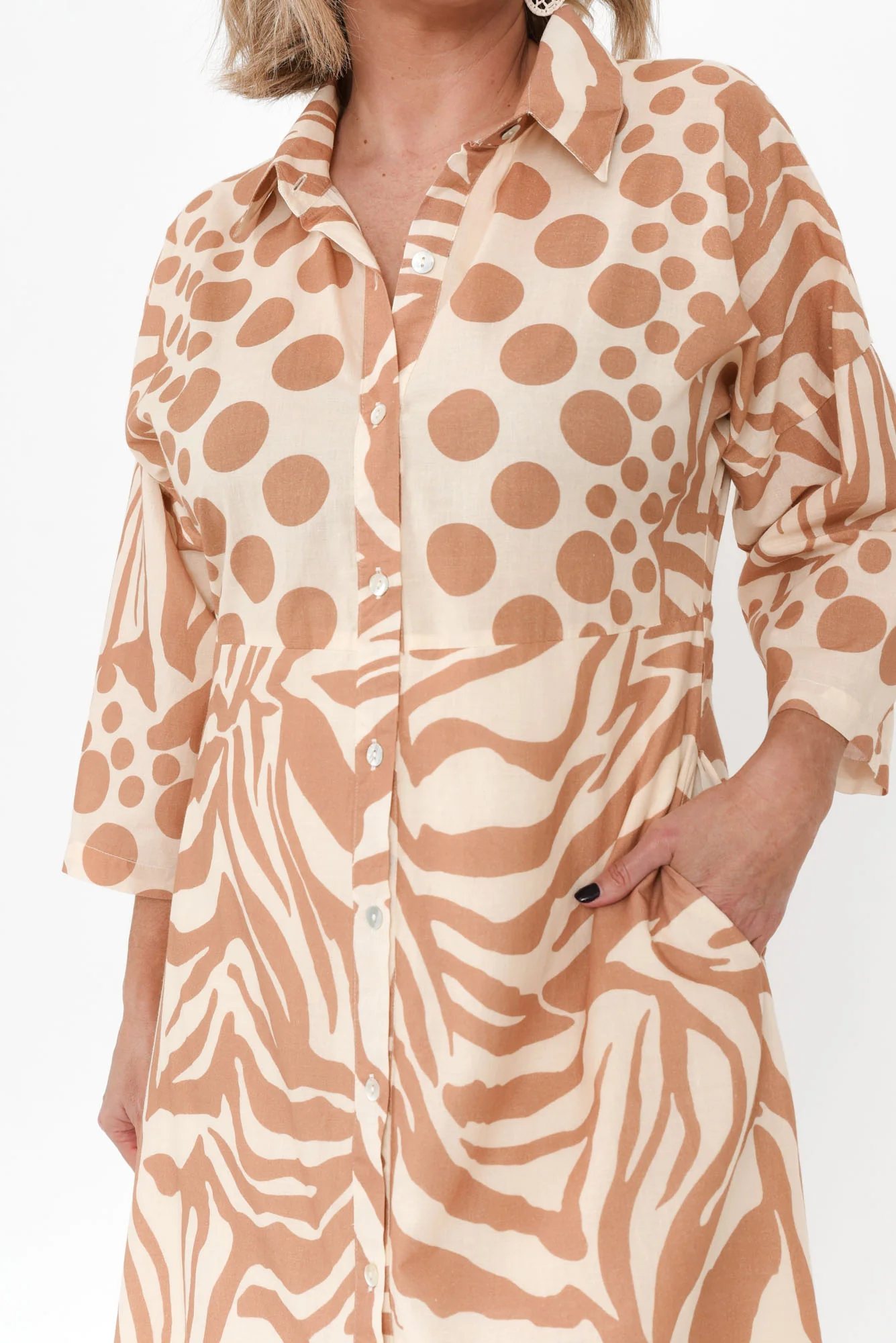 Kim Tan Animal Cotton Dress