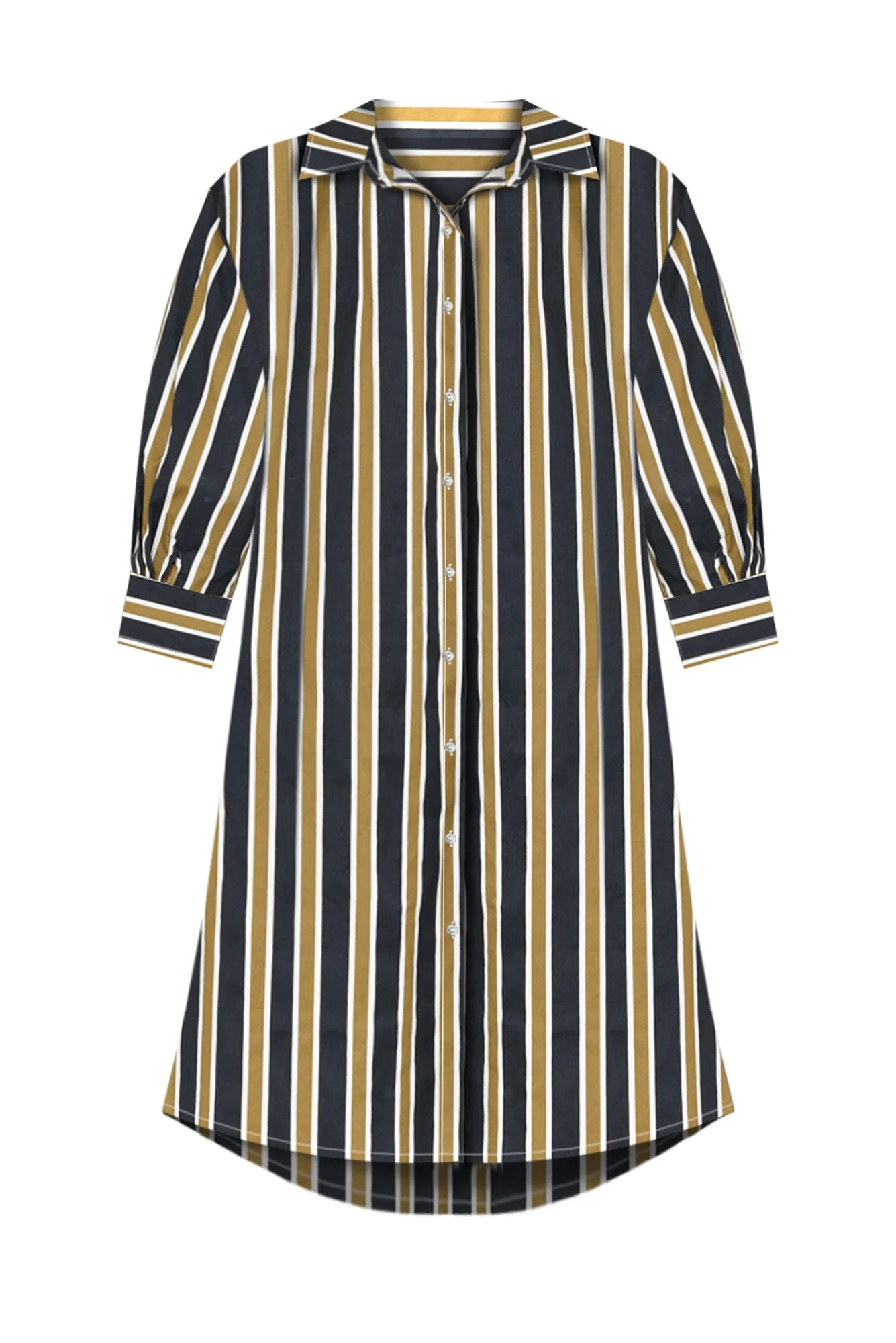Violeta Navy Stripe Cotton Shirt Dress