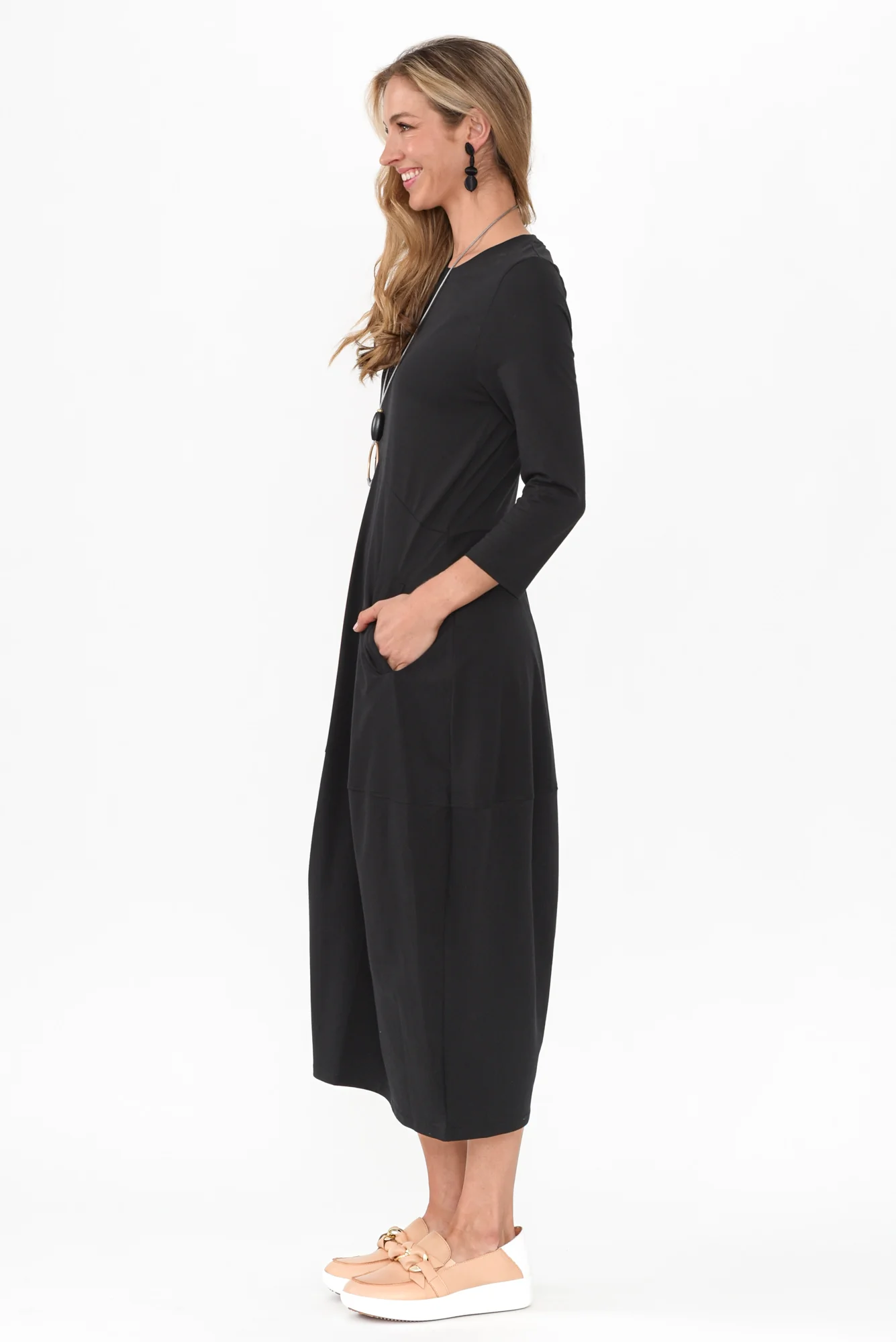 Marlyn Black Cotton Blend Balloon Dress