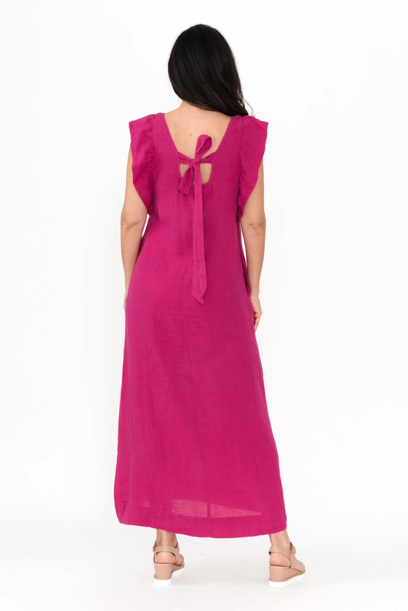 Matilda Hot Pink Pink Linen Dress