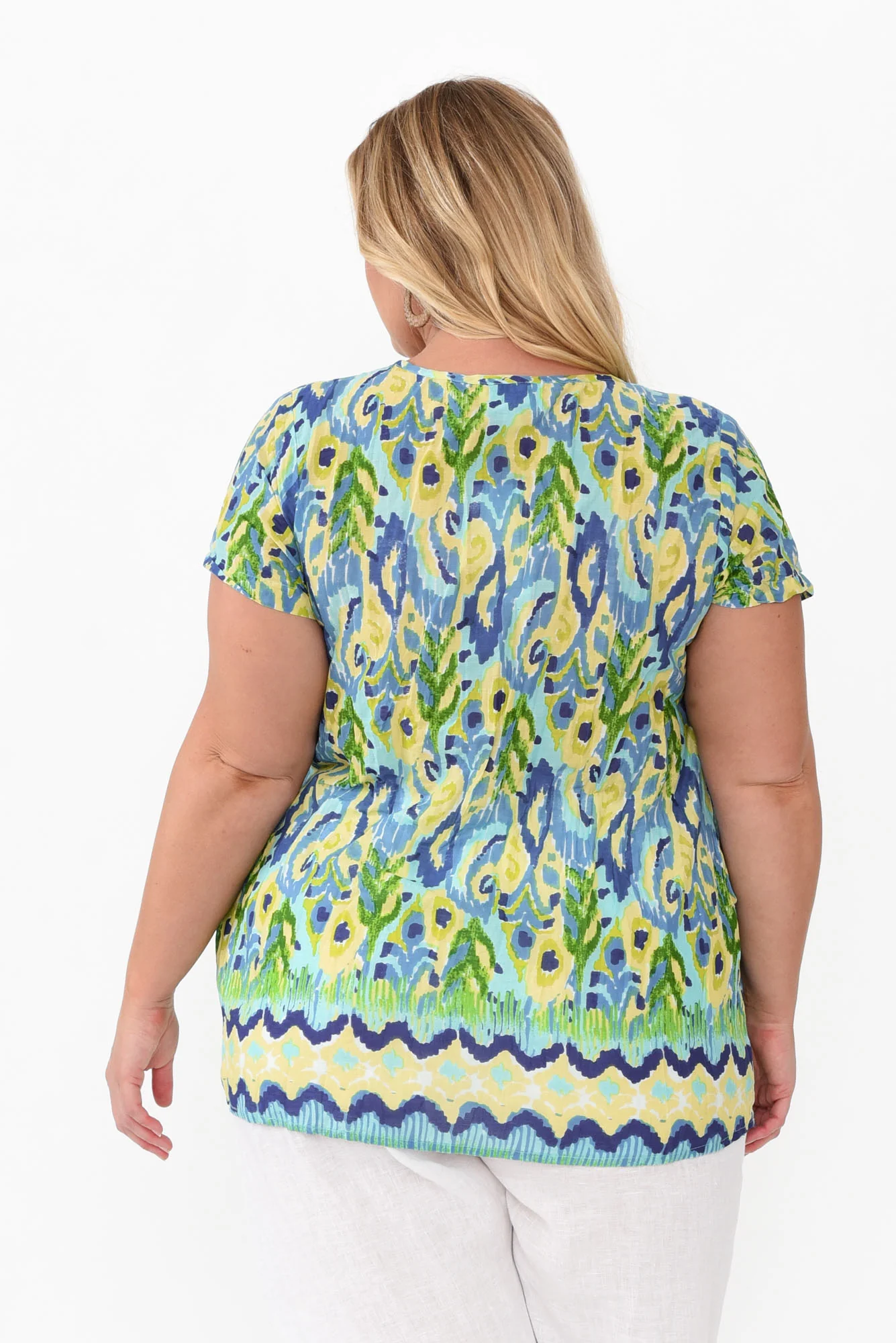 Fia Aqua Garden Crinkle Cotton Top