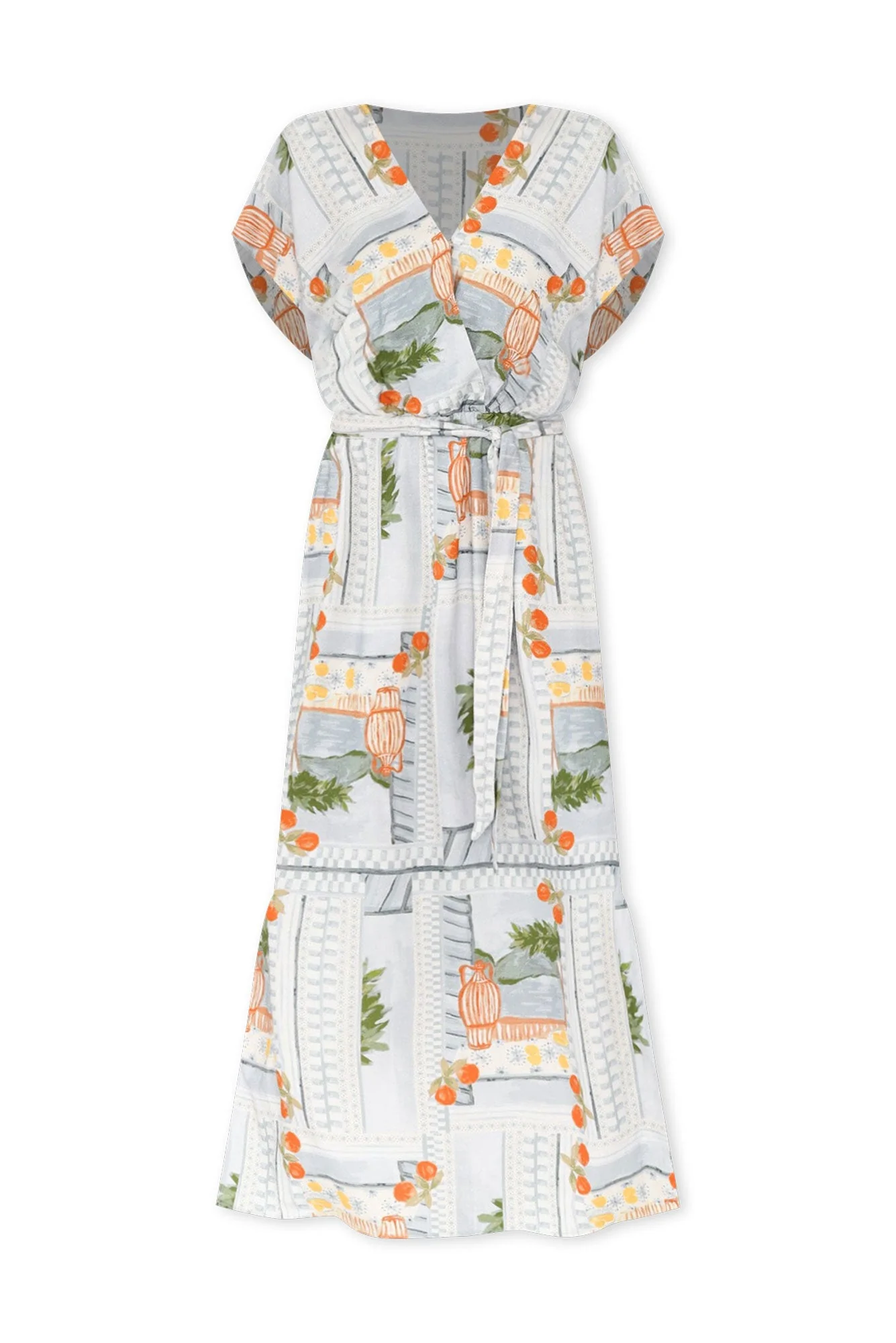 Terrace Blue Postcard Tie Dress