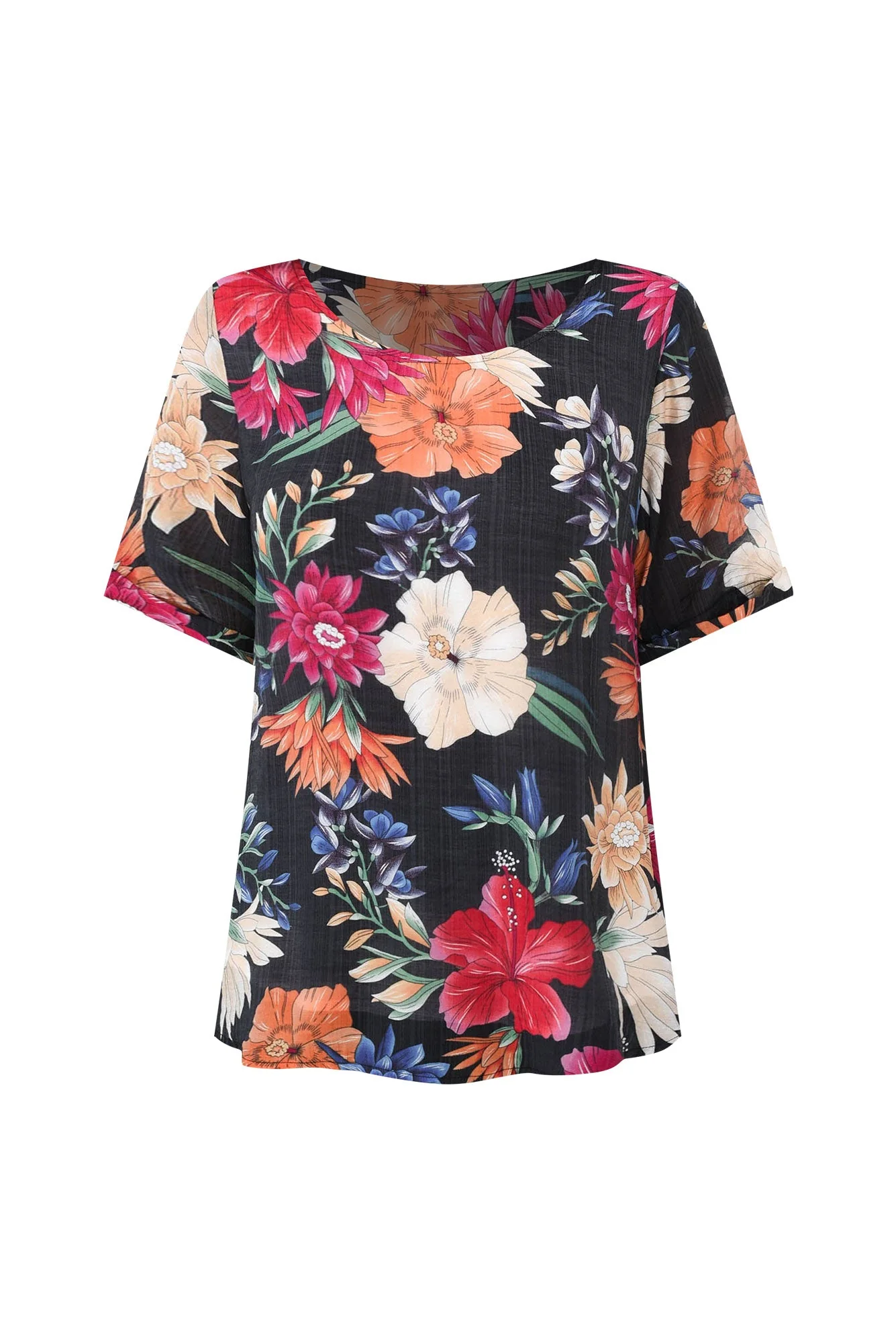 Perry Black Floral Button Top