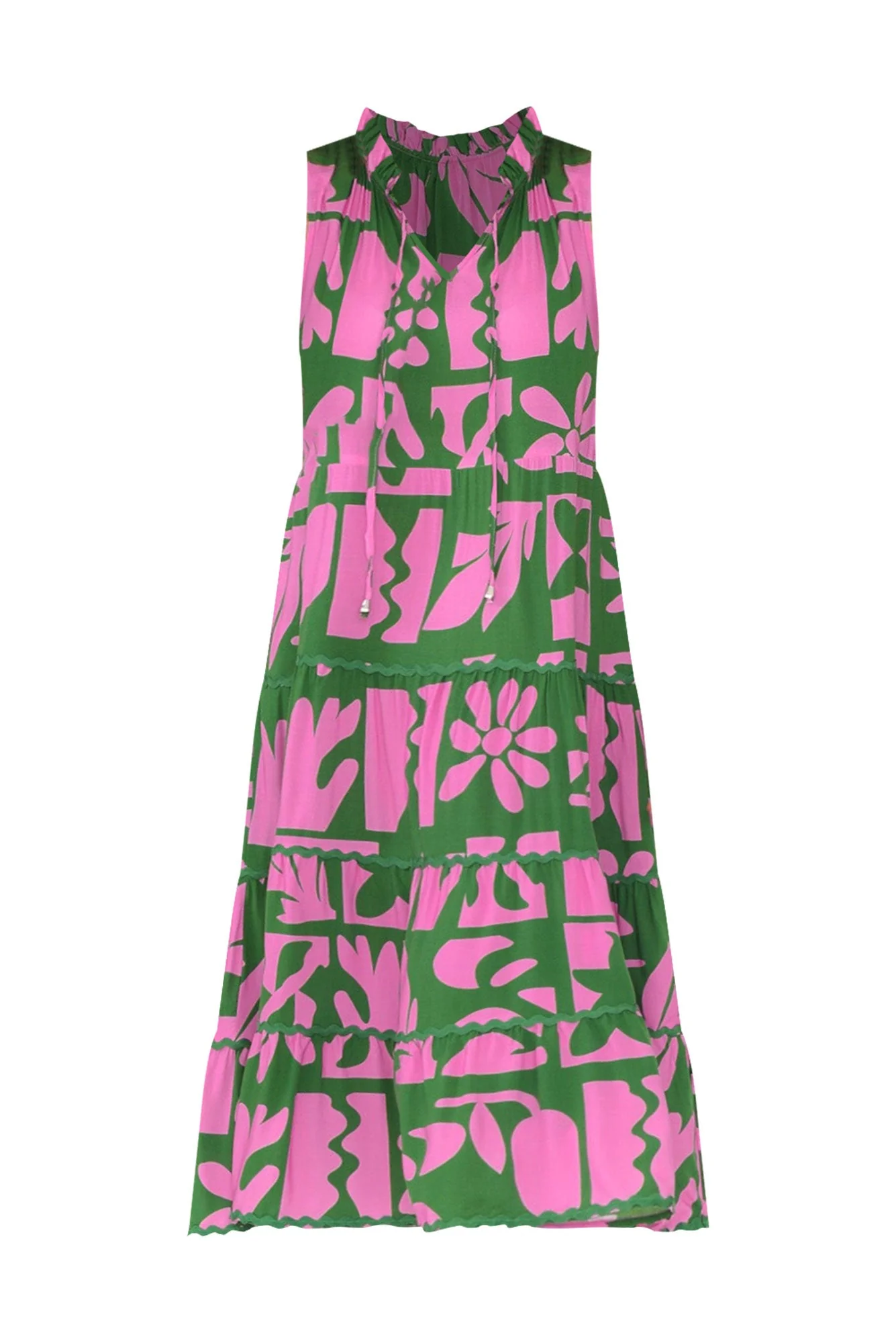 Brunswick Green Mosaic Tiered Dress