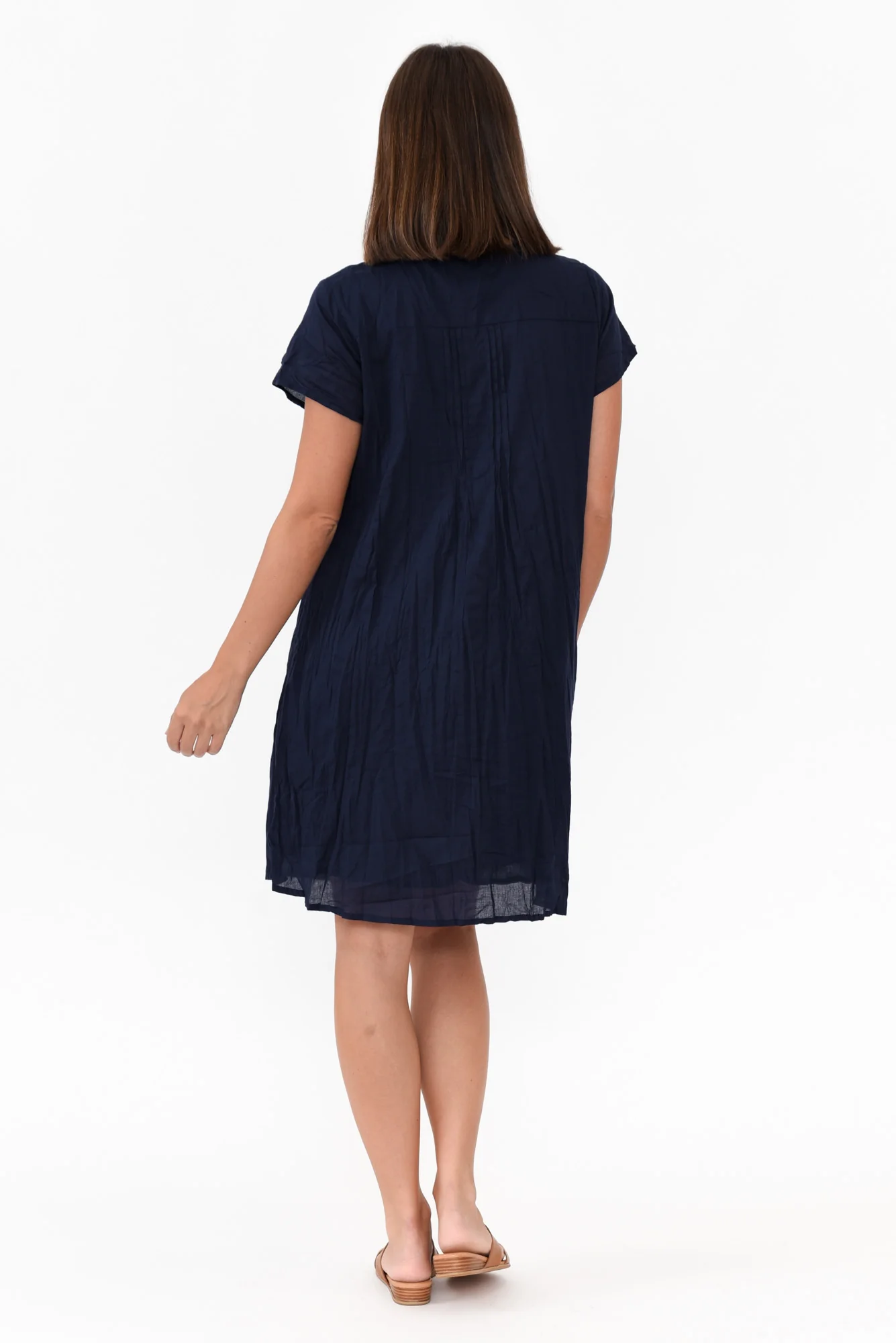 Sabina Navy Crinkle Cotton Dress