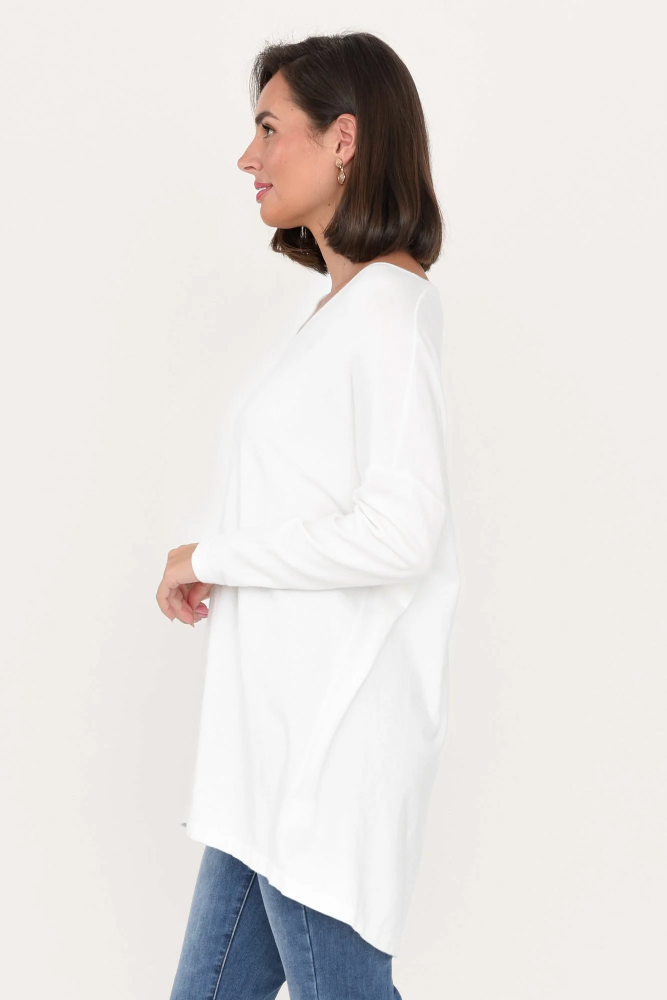 Piper White V Neck Knit Jumper