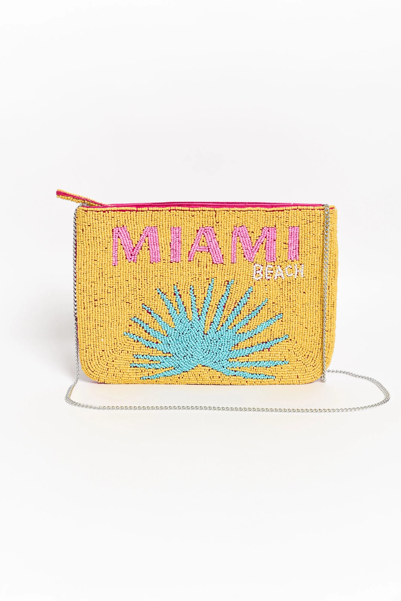 Miami Yellow Beaded Clutch