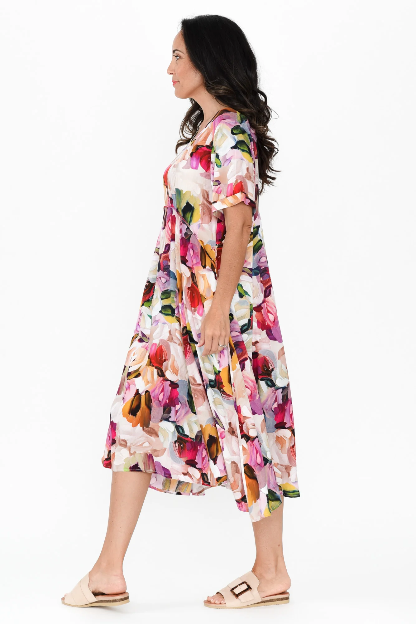 Zaelia Purple Floral Crescent Dress