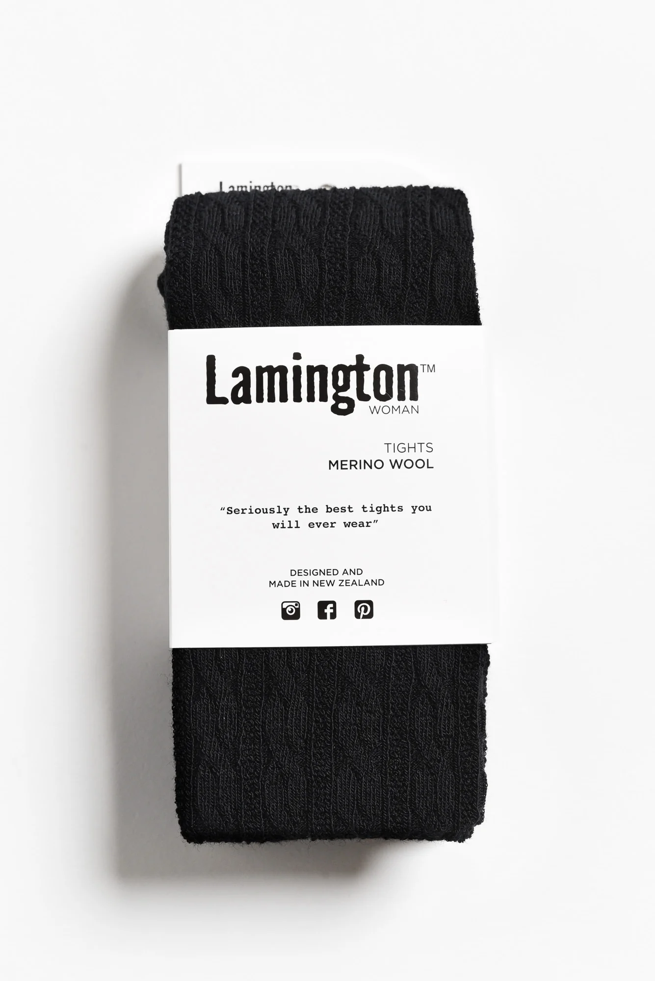 Black Merino Wool Cable Knit Tights