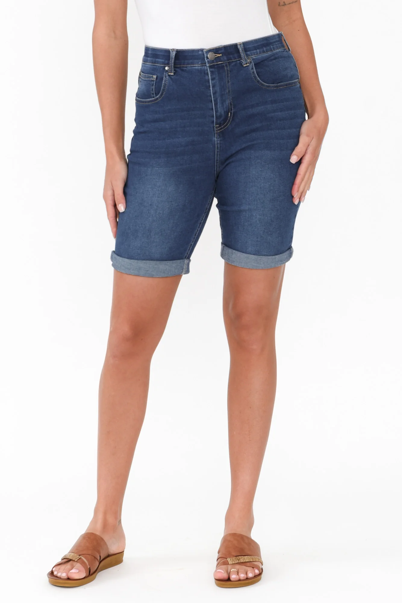 Bonnie Dark Denim Stretch Shorts