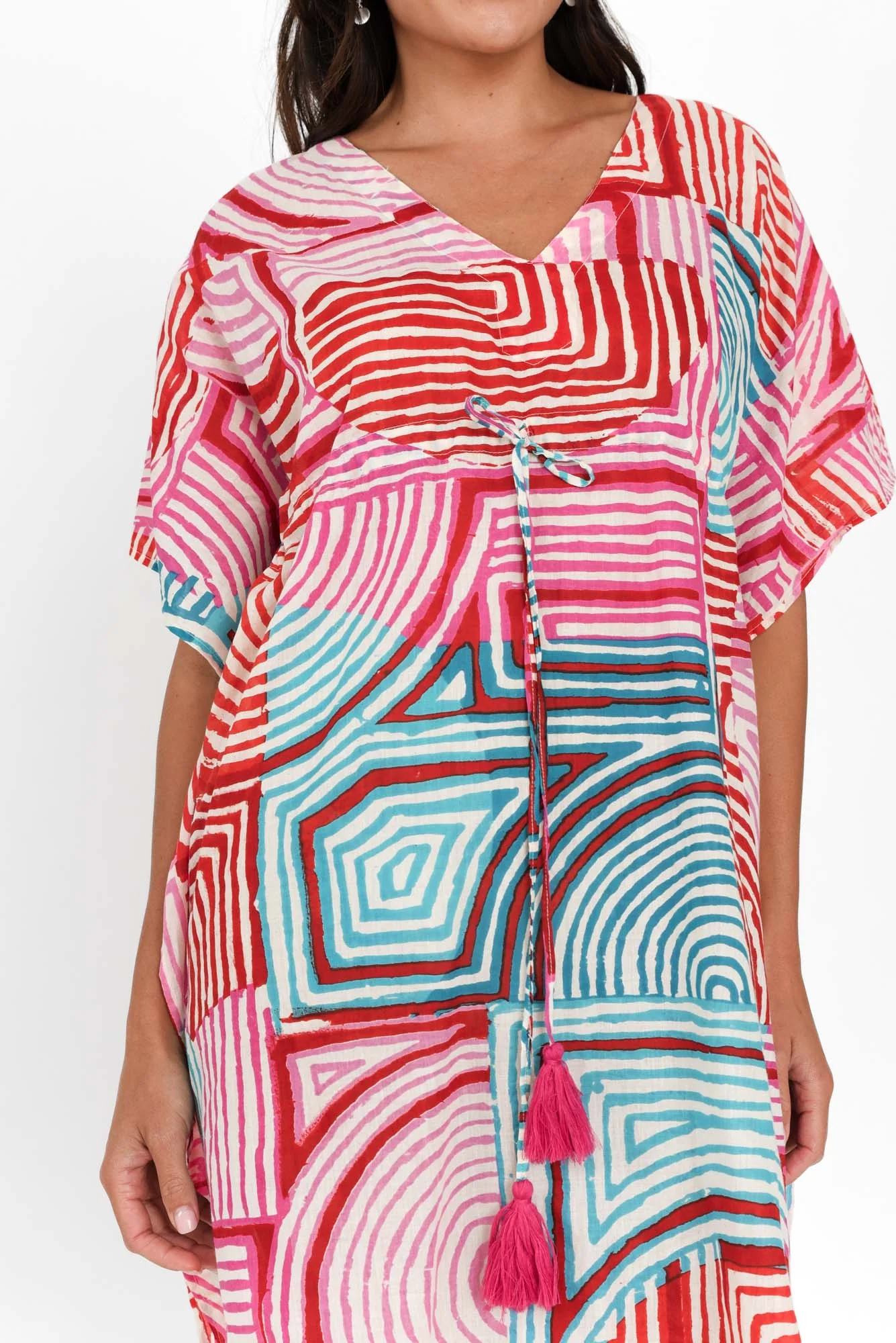 Isabel Pink Geo Cotton Kaftan