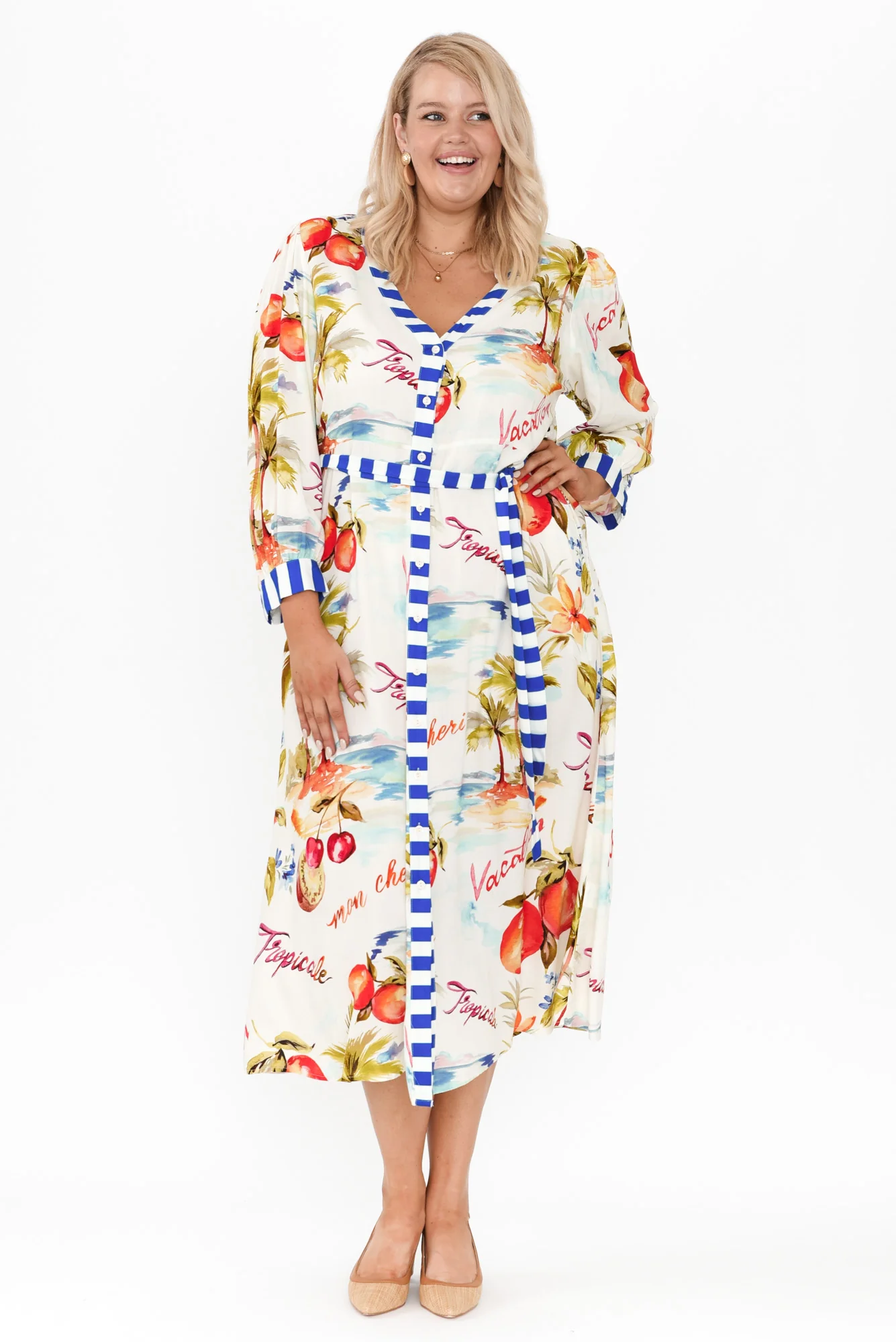 Sennia White Tropical Tie Dress