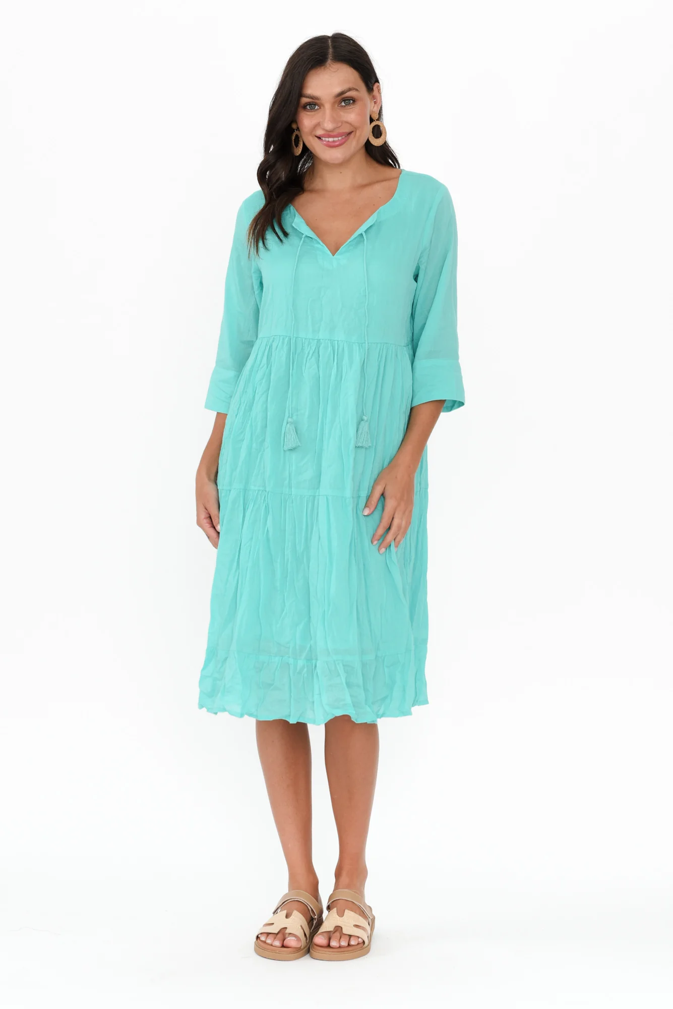 Milana Ice Blue Crinkle Cotton Dress
