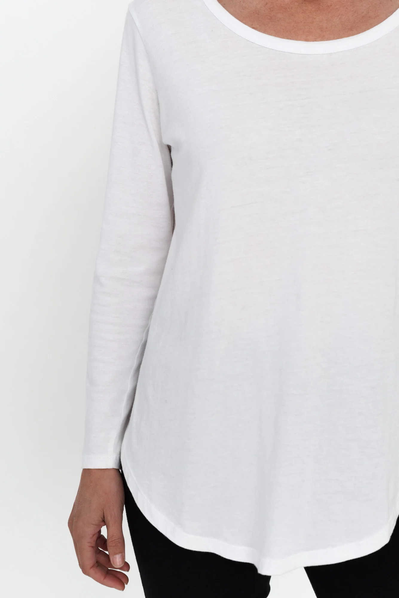 Megan White Cotton Long Sleeve Top