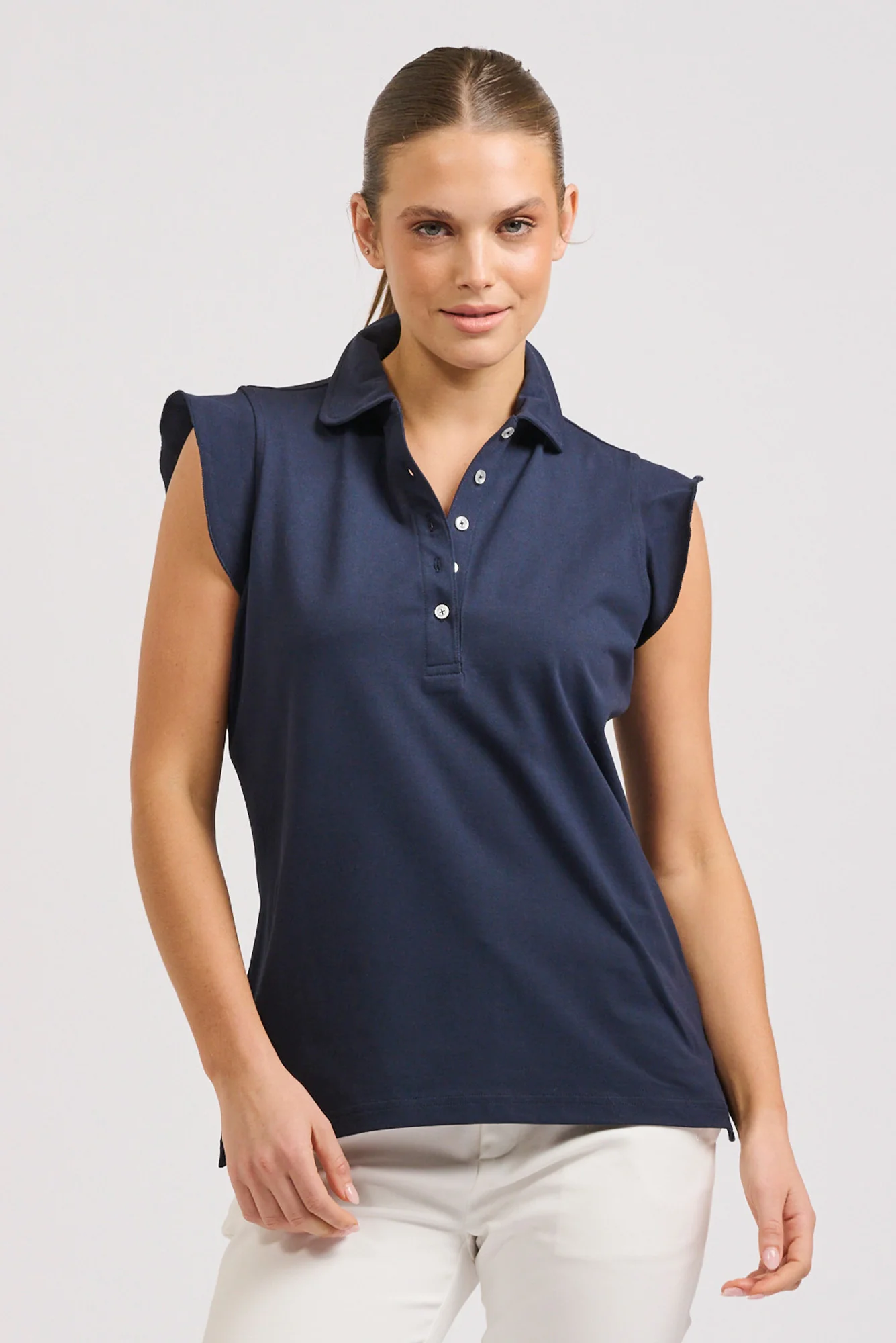 Ferra Navy Flutter Sleeve Polo