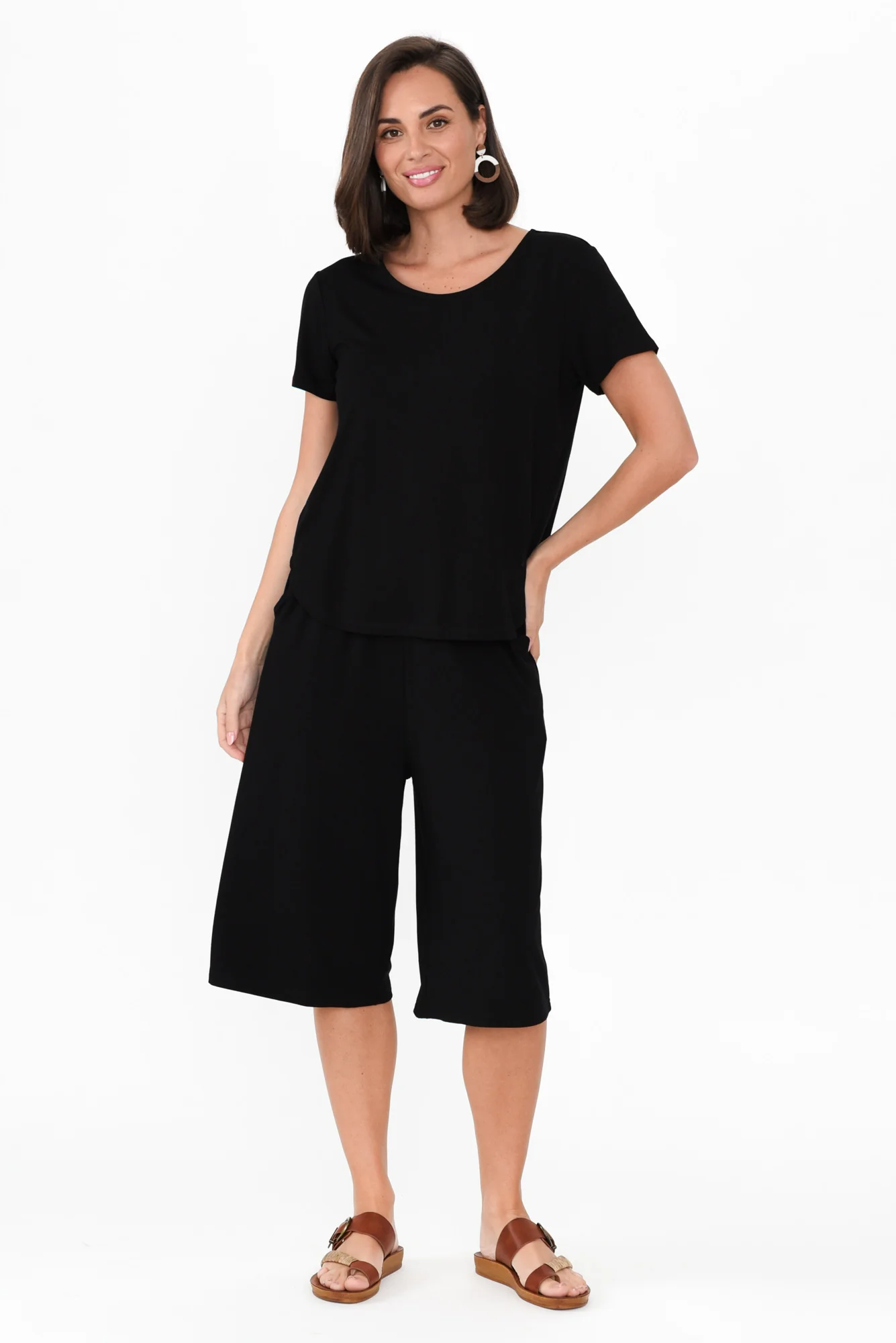 Bakar Black Bamboo Cropped Pants