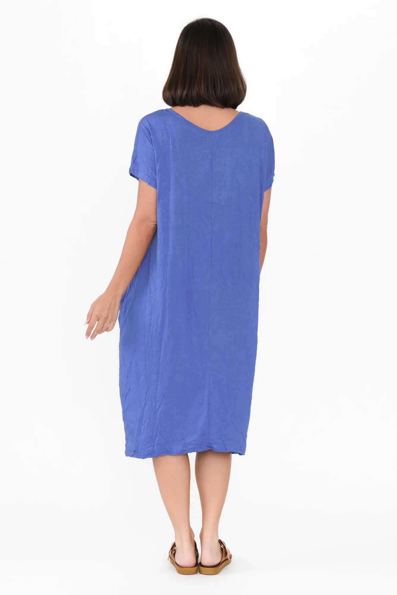 Travel Cobalt Crinkle Cotton Dress