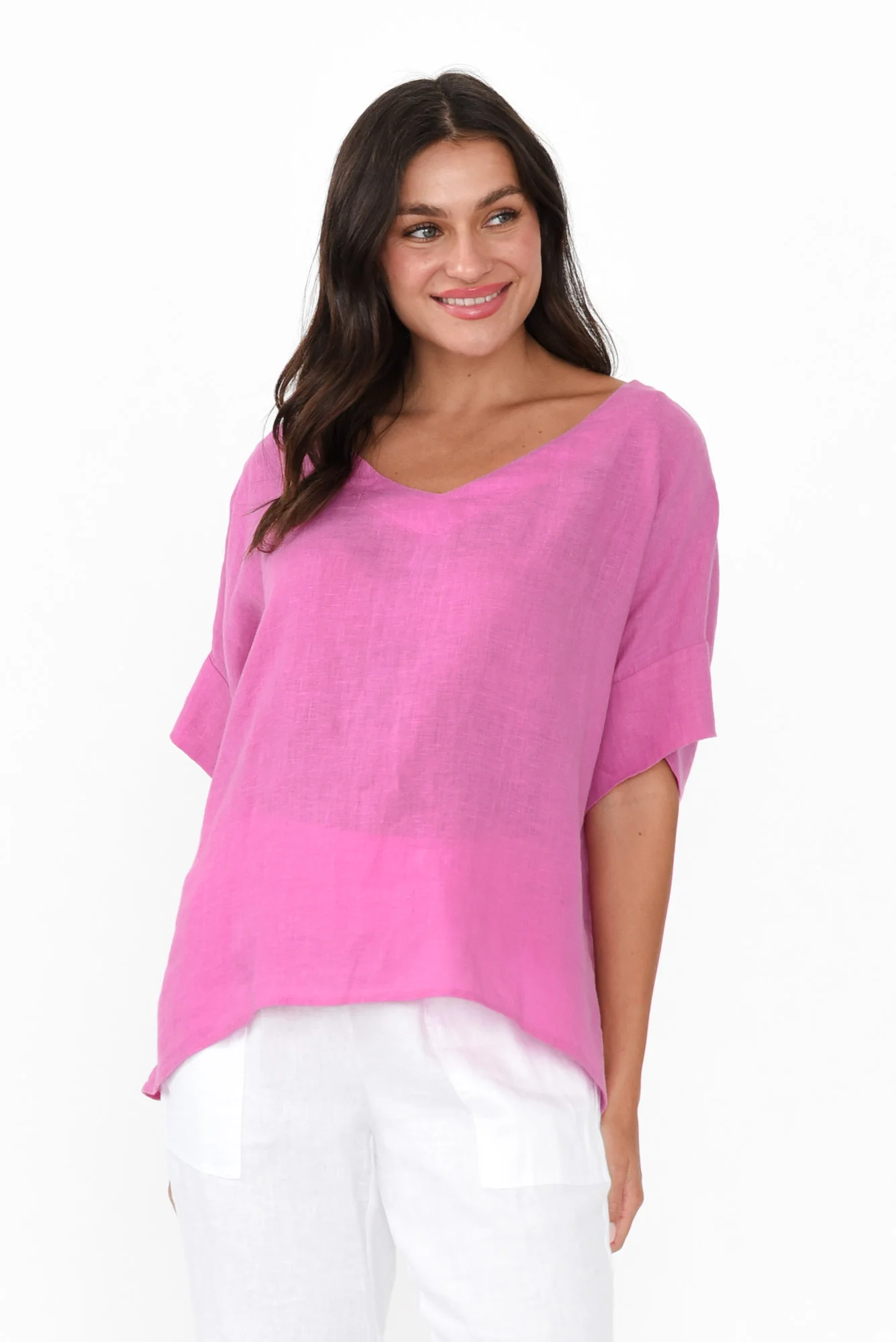 Kiro Pink Linen Top