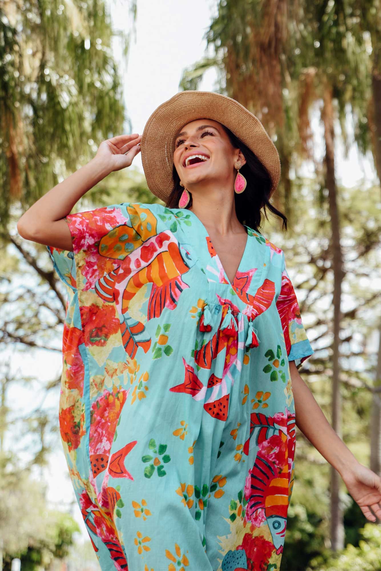 Tiwi Teal Sea Cotton Kaftan