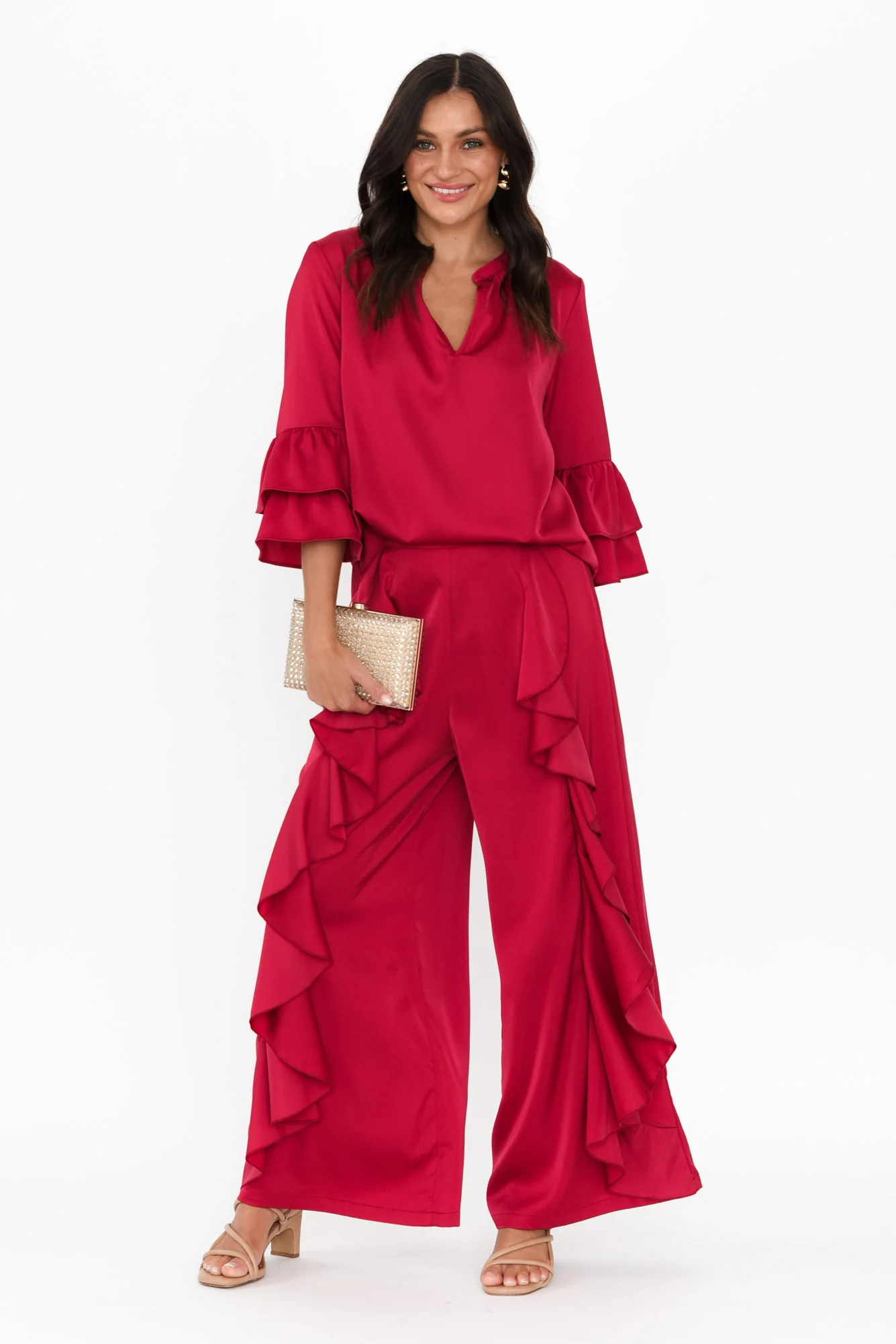 Dancer Red Ruffle Pants