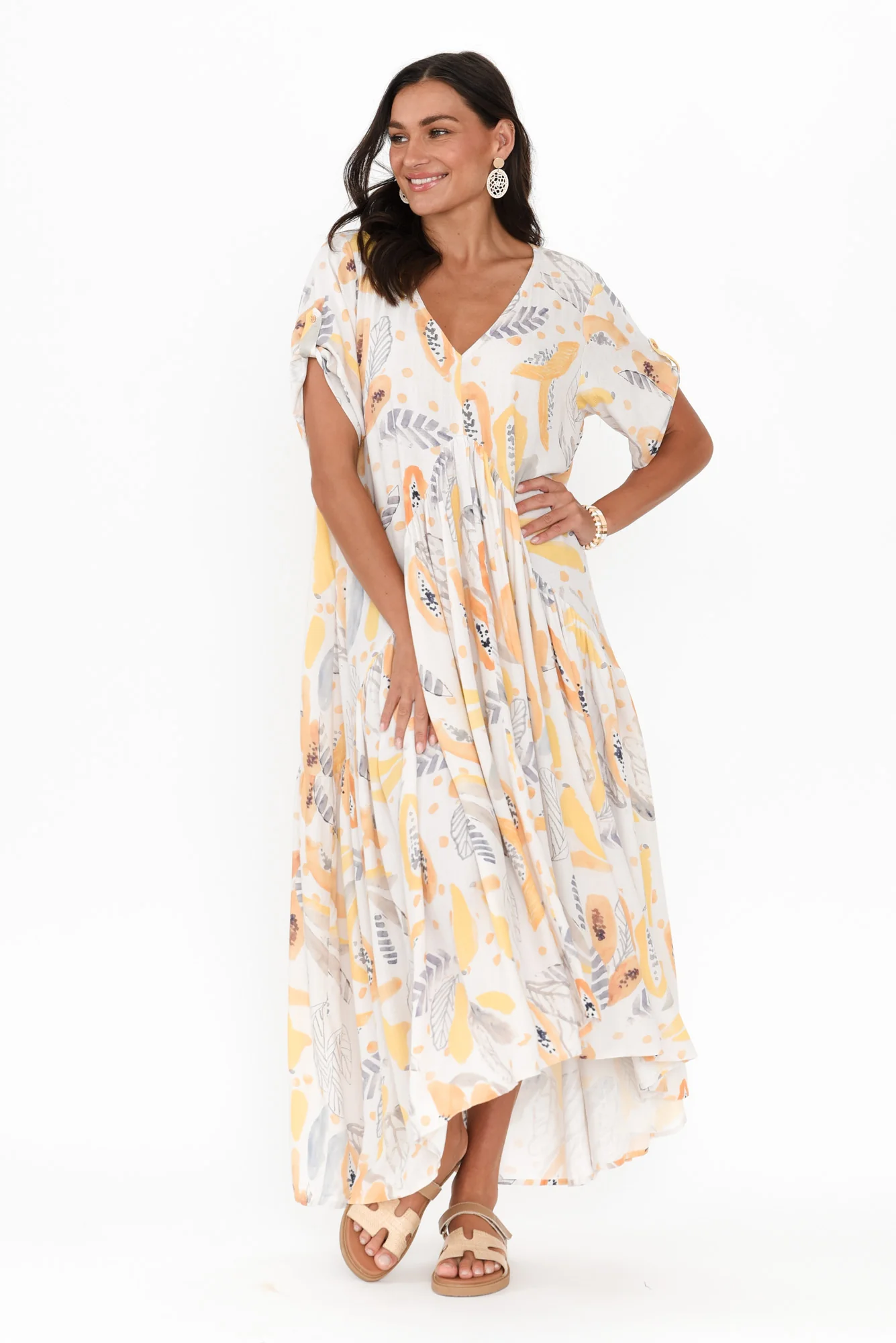 White Fruity Peak Maxi Dress