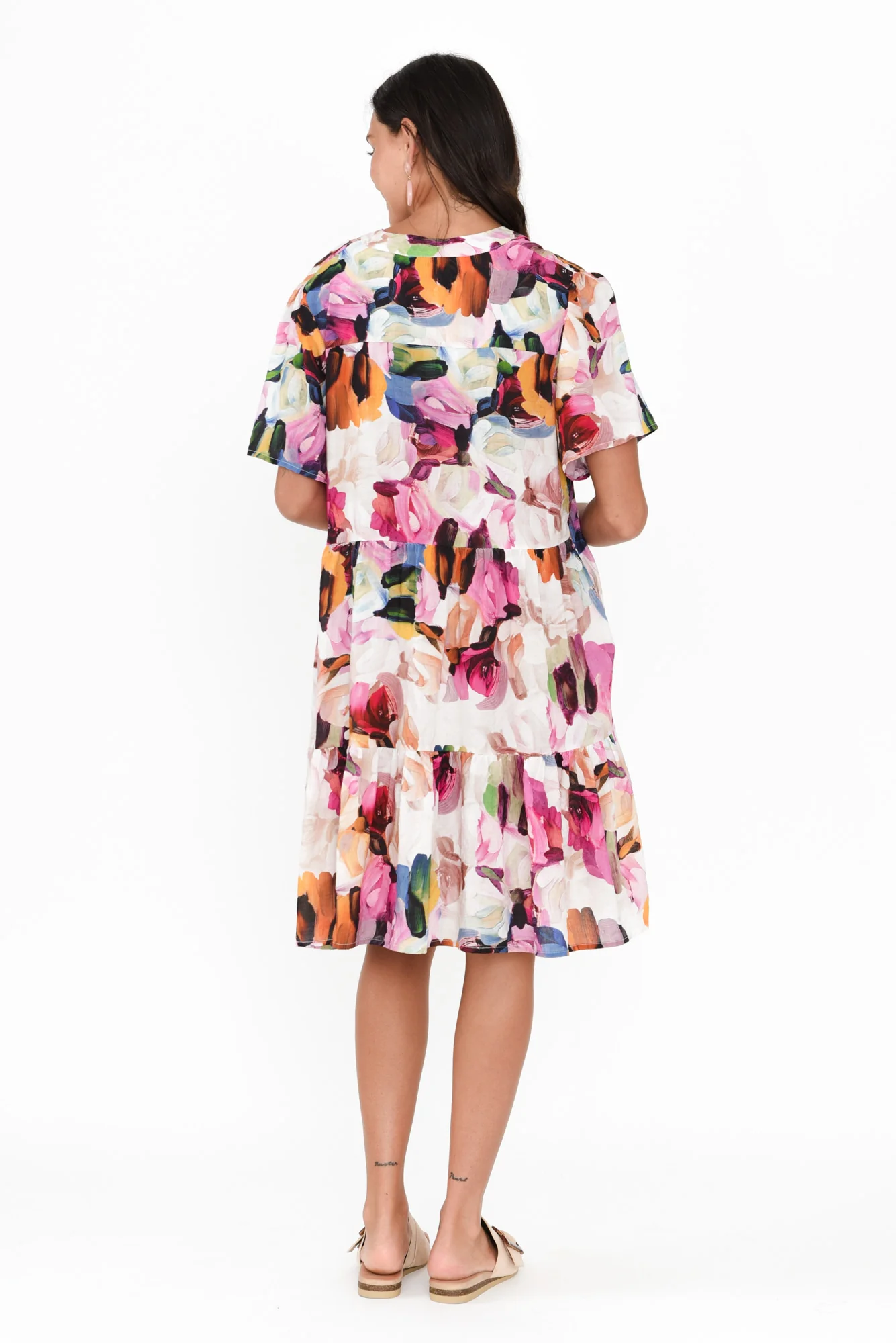 Dora Purple Floral Pleated Dress