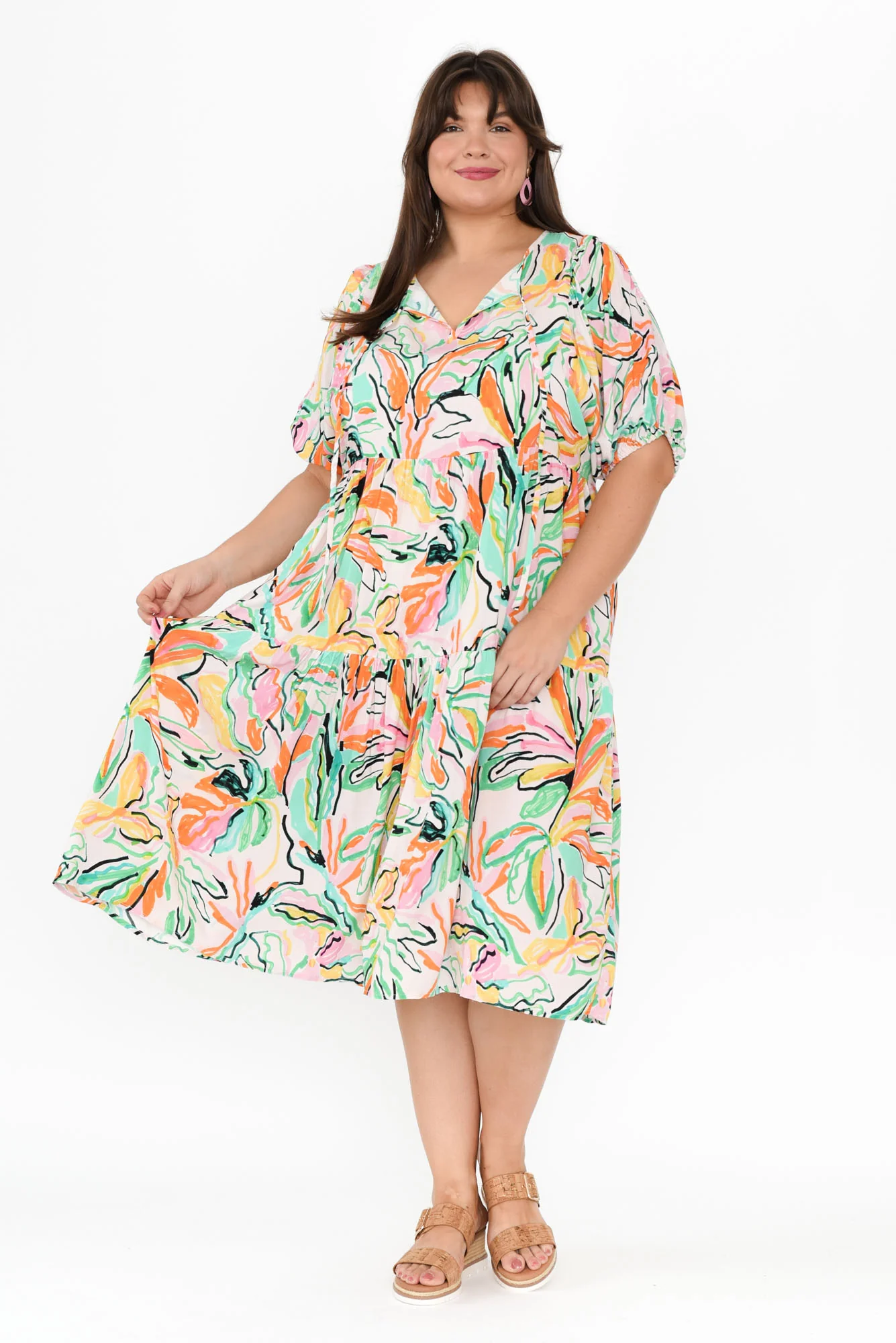 Rima Green Floral Midi Dress