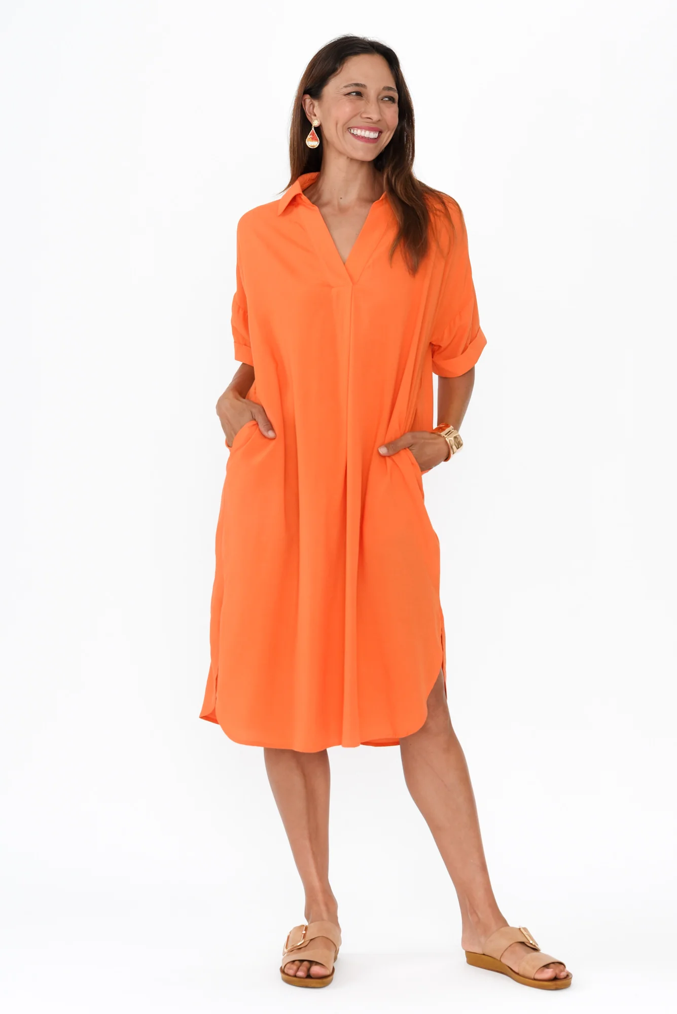 Kazi Orange Shirt Dress