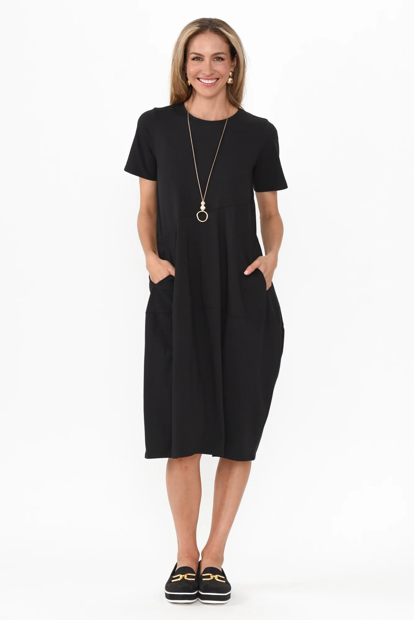 Morgan Black Diagonal Seam Dress