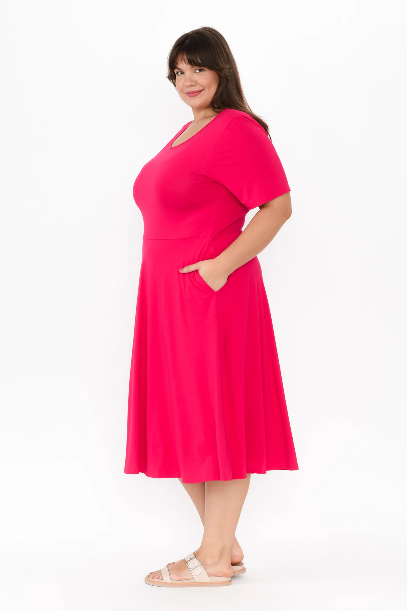 Jasmine Raspberry Bamboo Pocket Dress