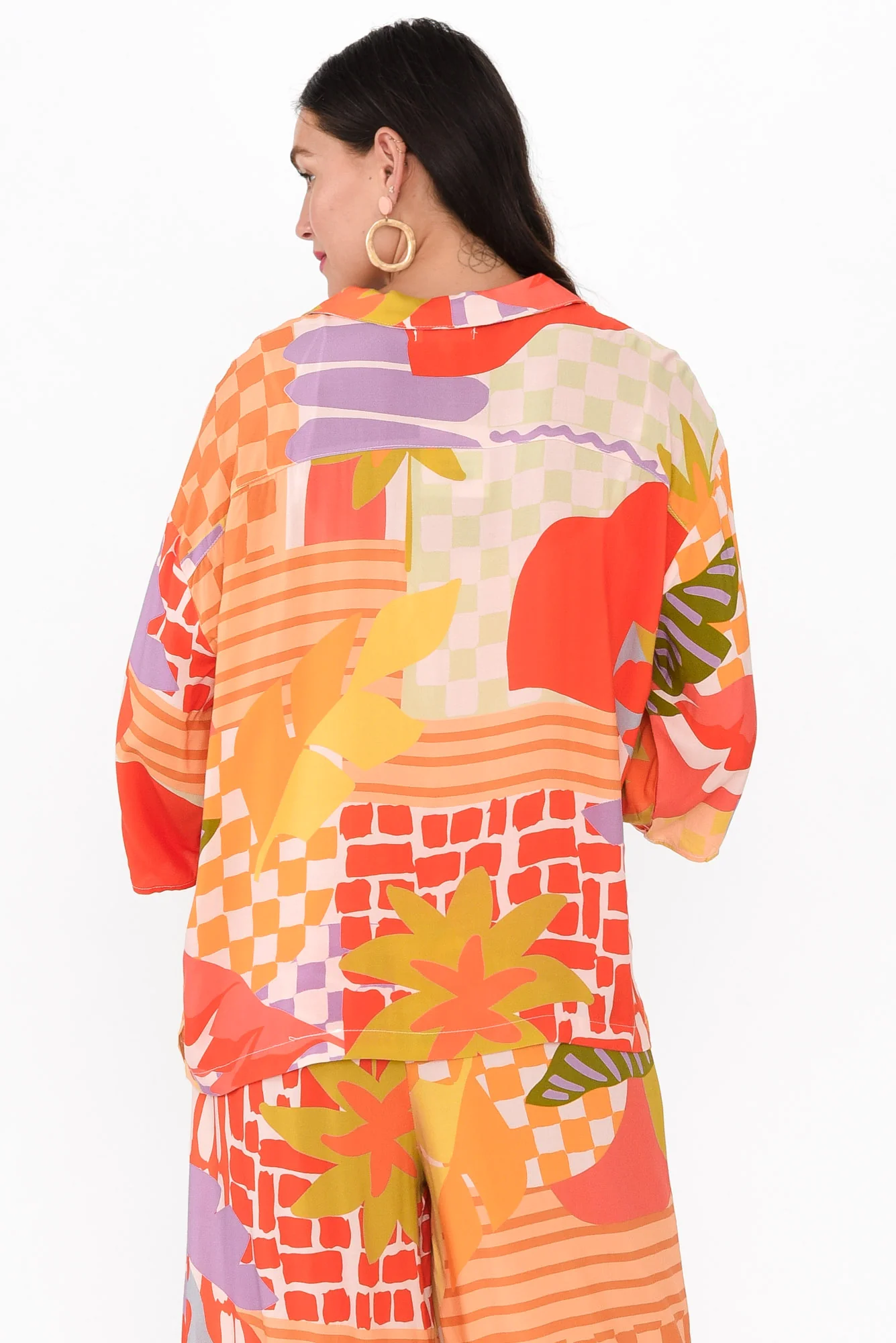 Deb Red Geo Collared Shirt