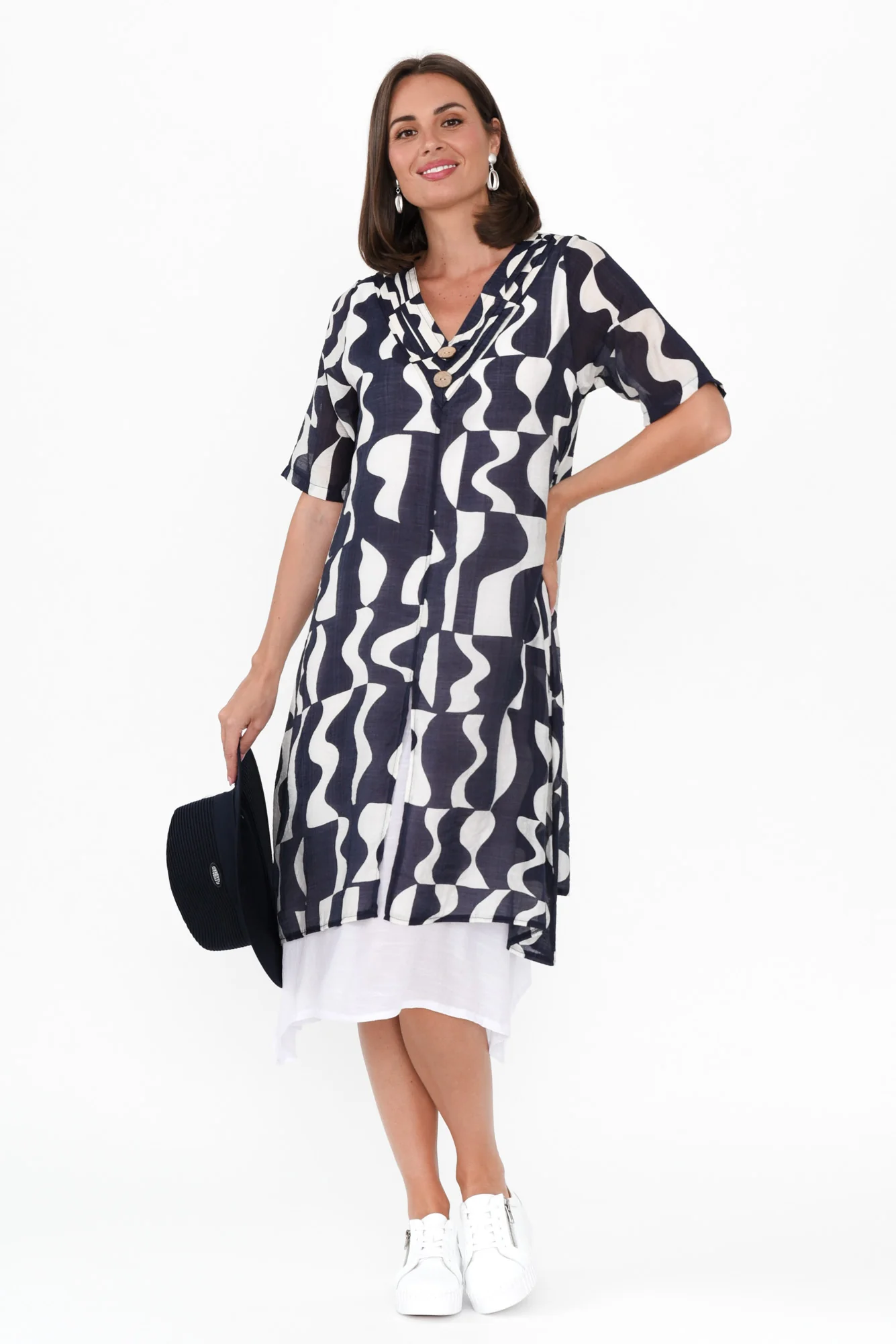 Nala Navy Abstract Layers Dress