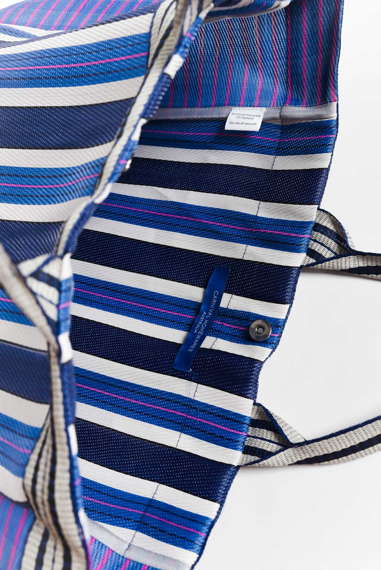 Lyndal Blue Stripe Large Tote Bag