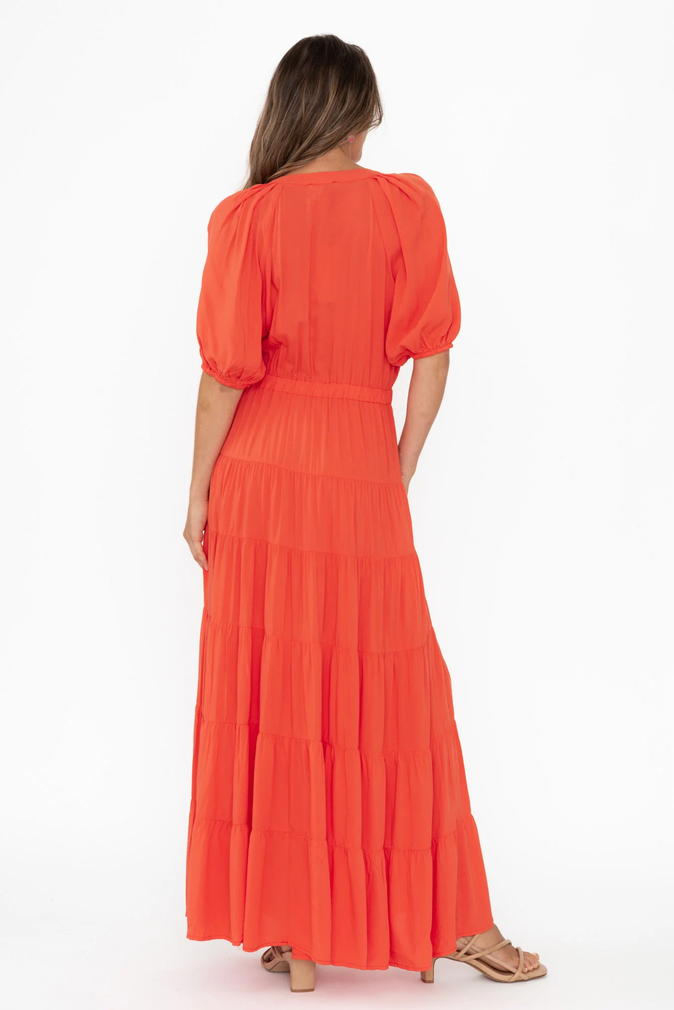 Aleja Red Drawstring Tier Dress