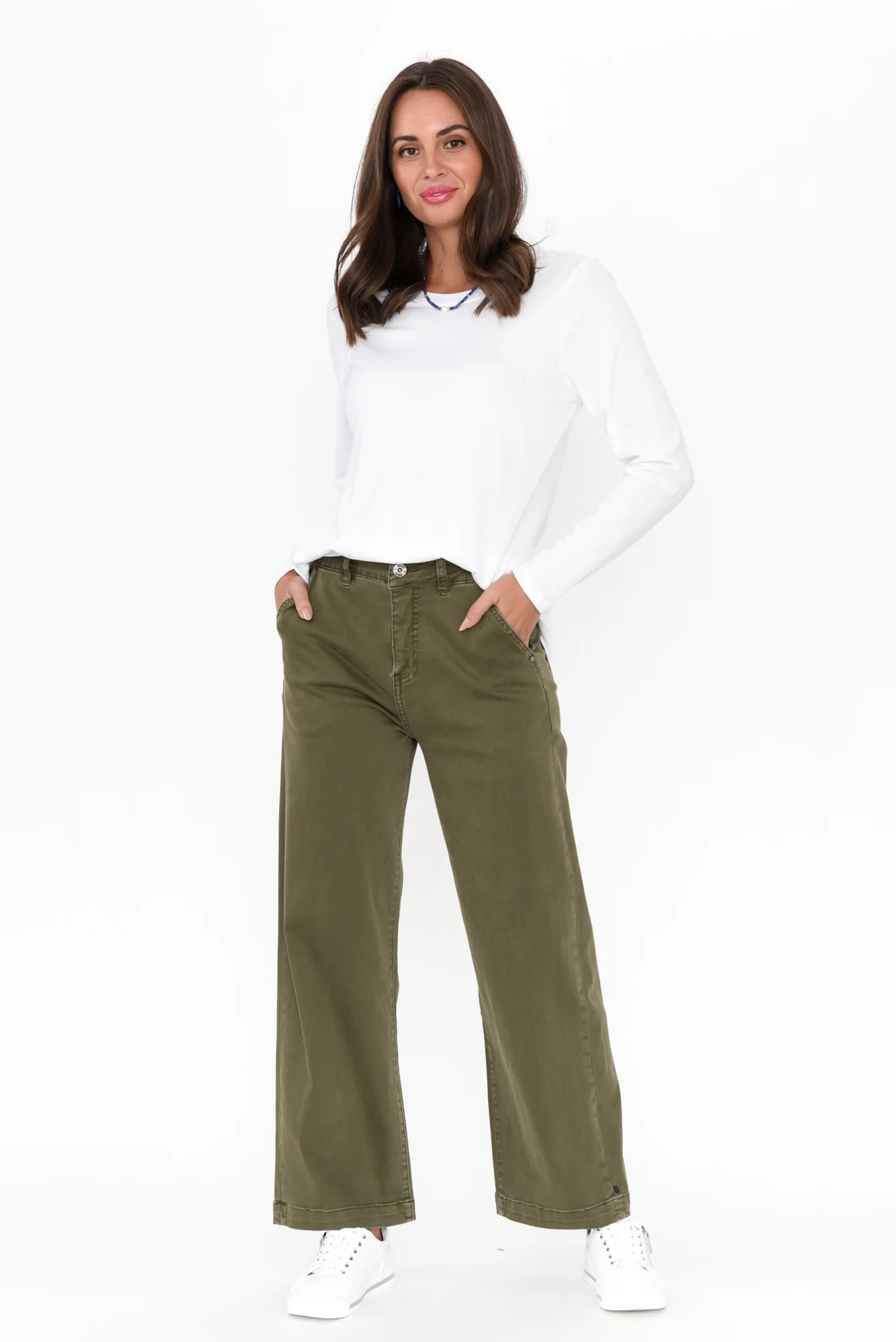 Scarlett Khaki Wide Leg Denim Pants
