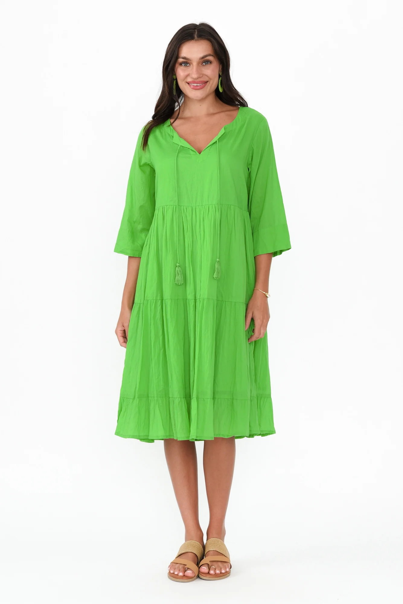 Milana Lime Crinkle Cotton Dress