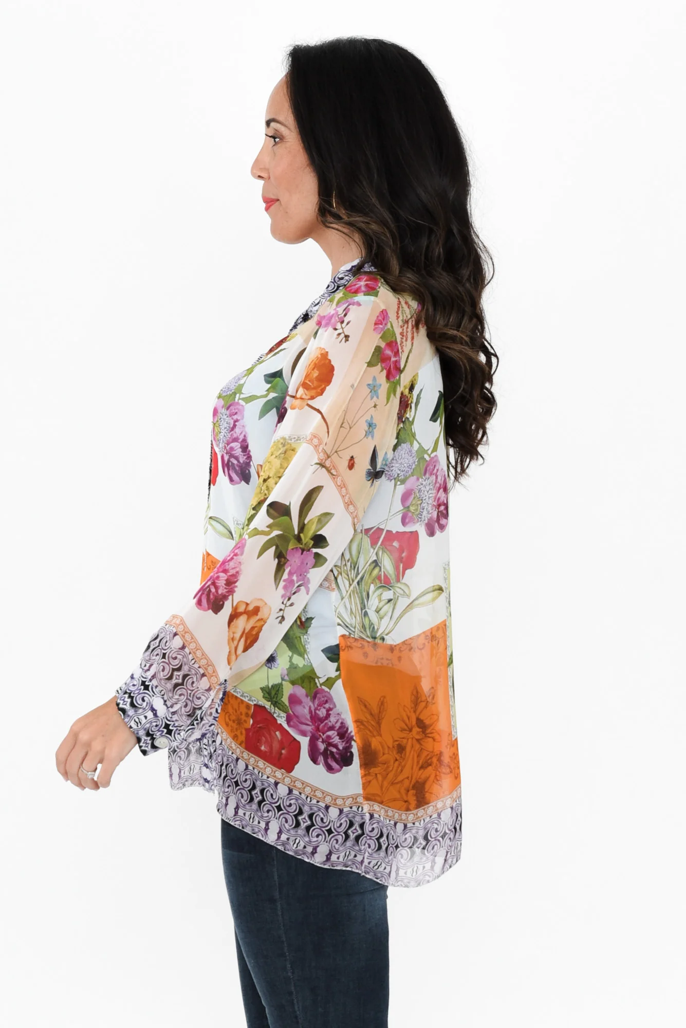 Coletta Cream Floral Silk Shirt