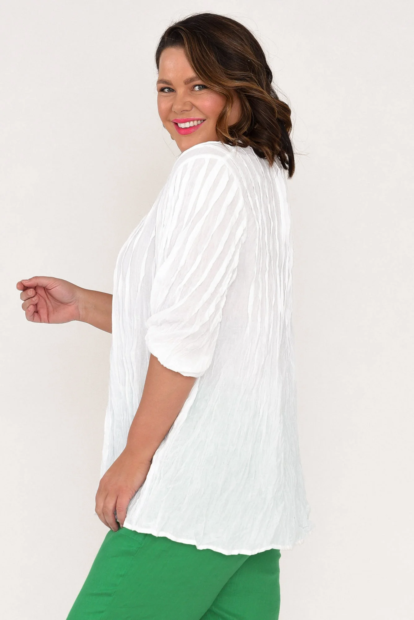 Selma White Crinkle Cotton Top