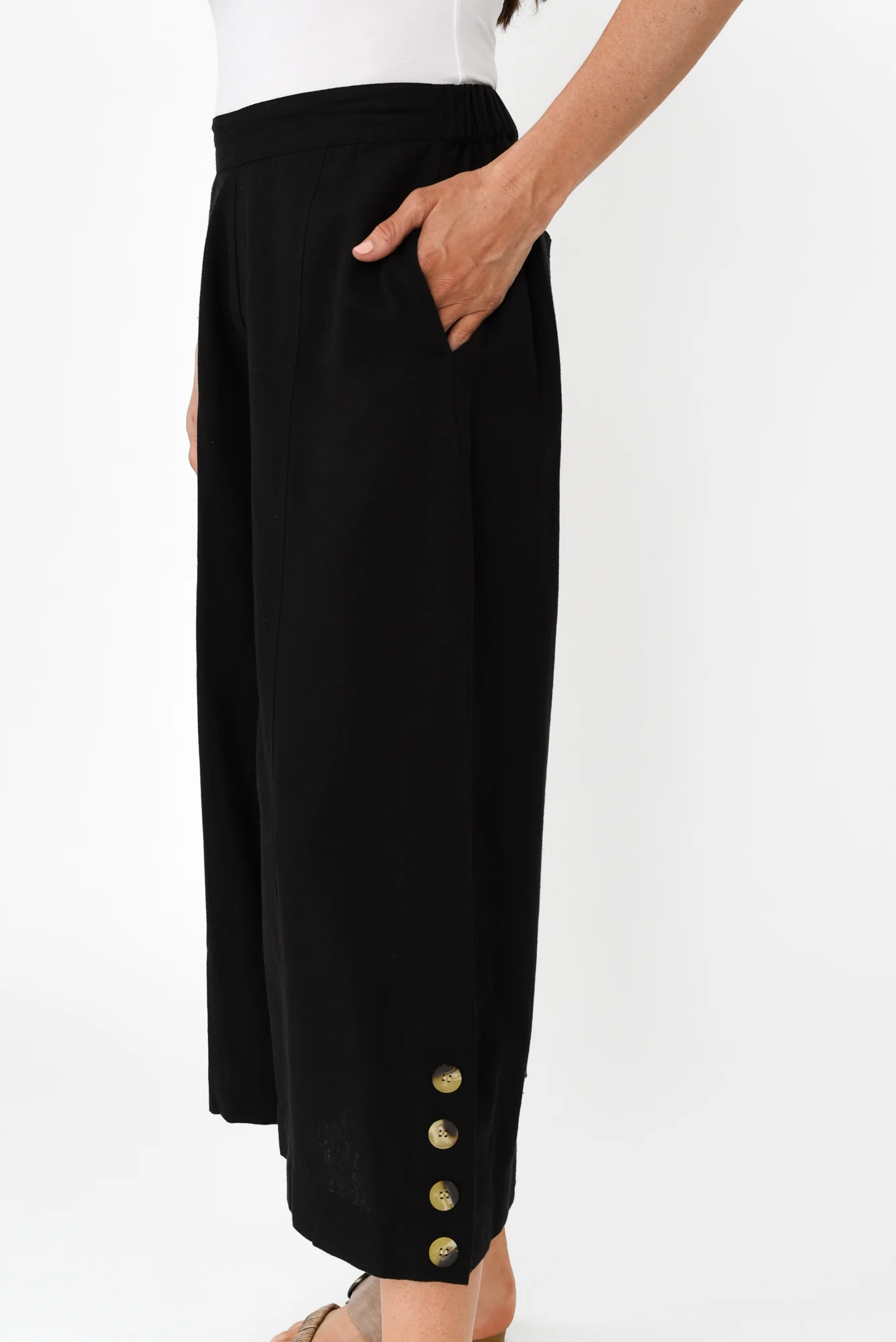 Kishan Black Cotton Blend Pants
