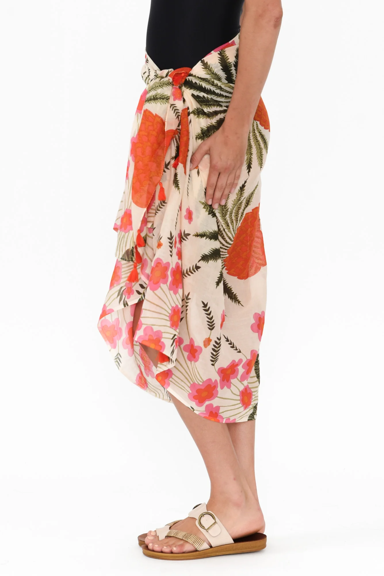 Stana Orange Tropical Cotton Sarong