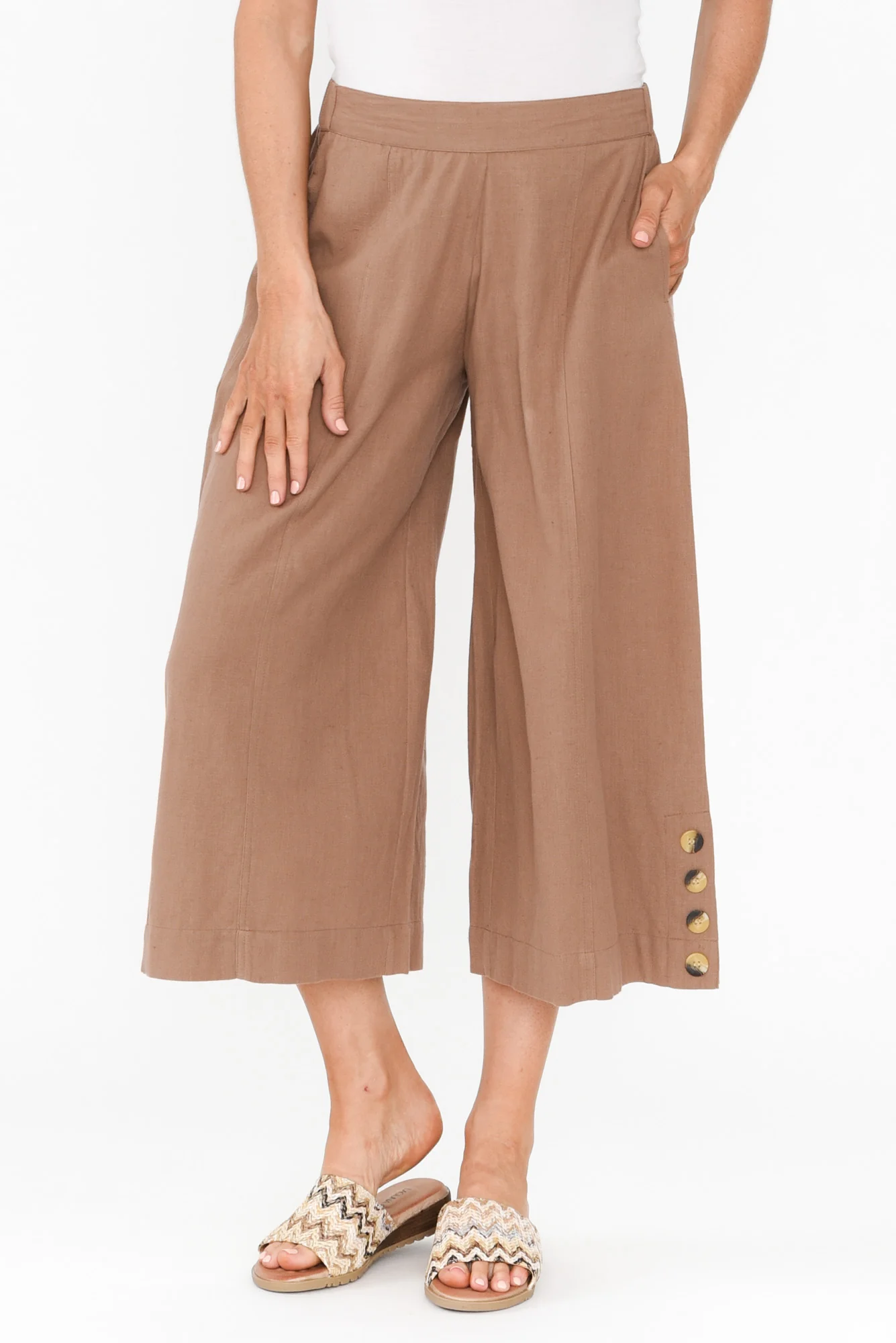 Kishan Mocha Cotton Blend Pants