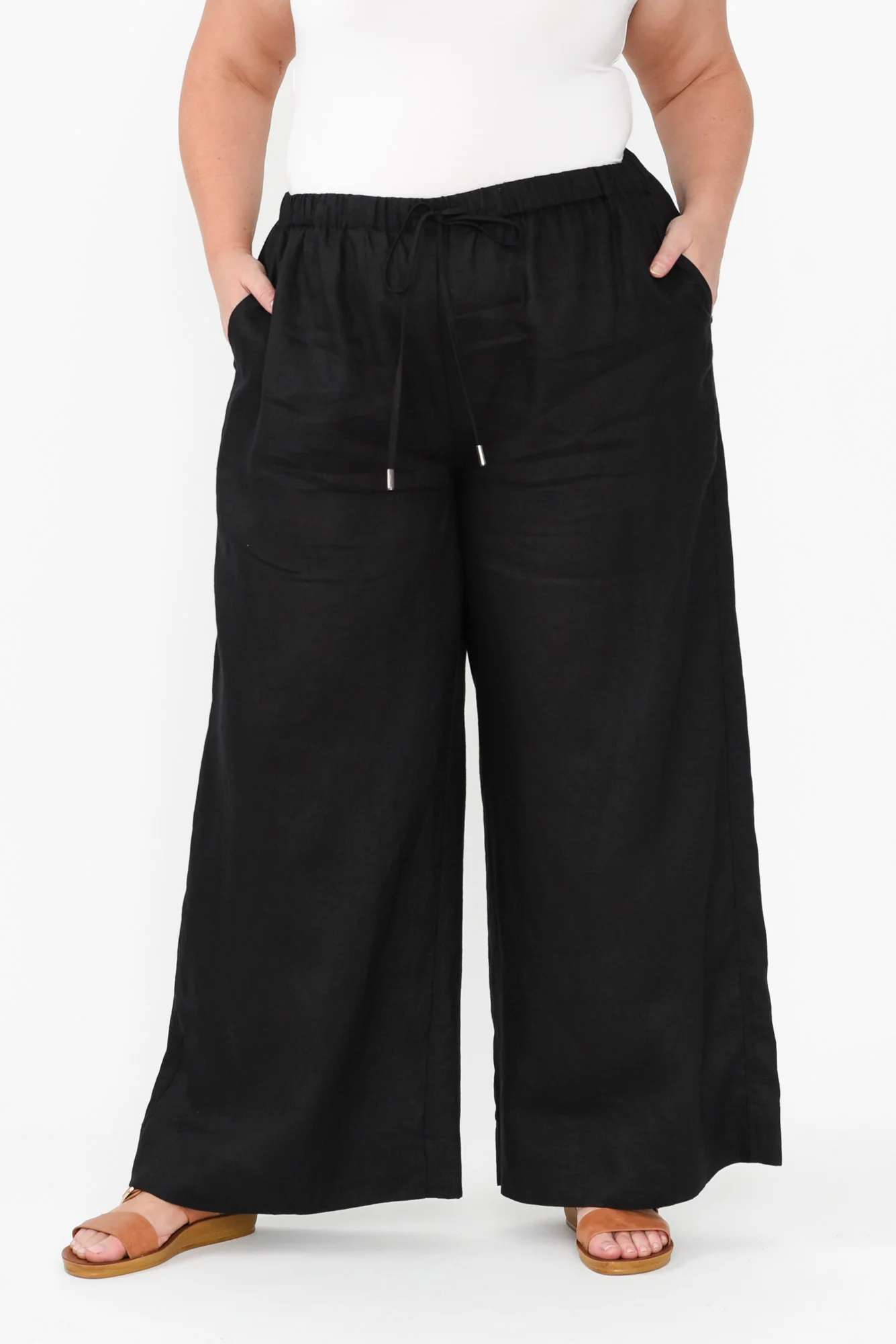 Jimmie Black Linen Tie Pants