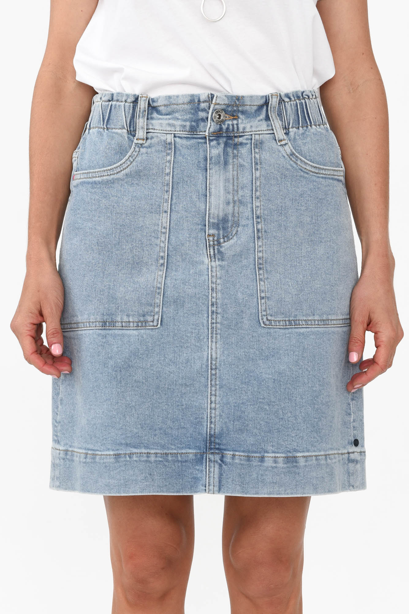Atlas Blue Denim Stretch Skirt