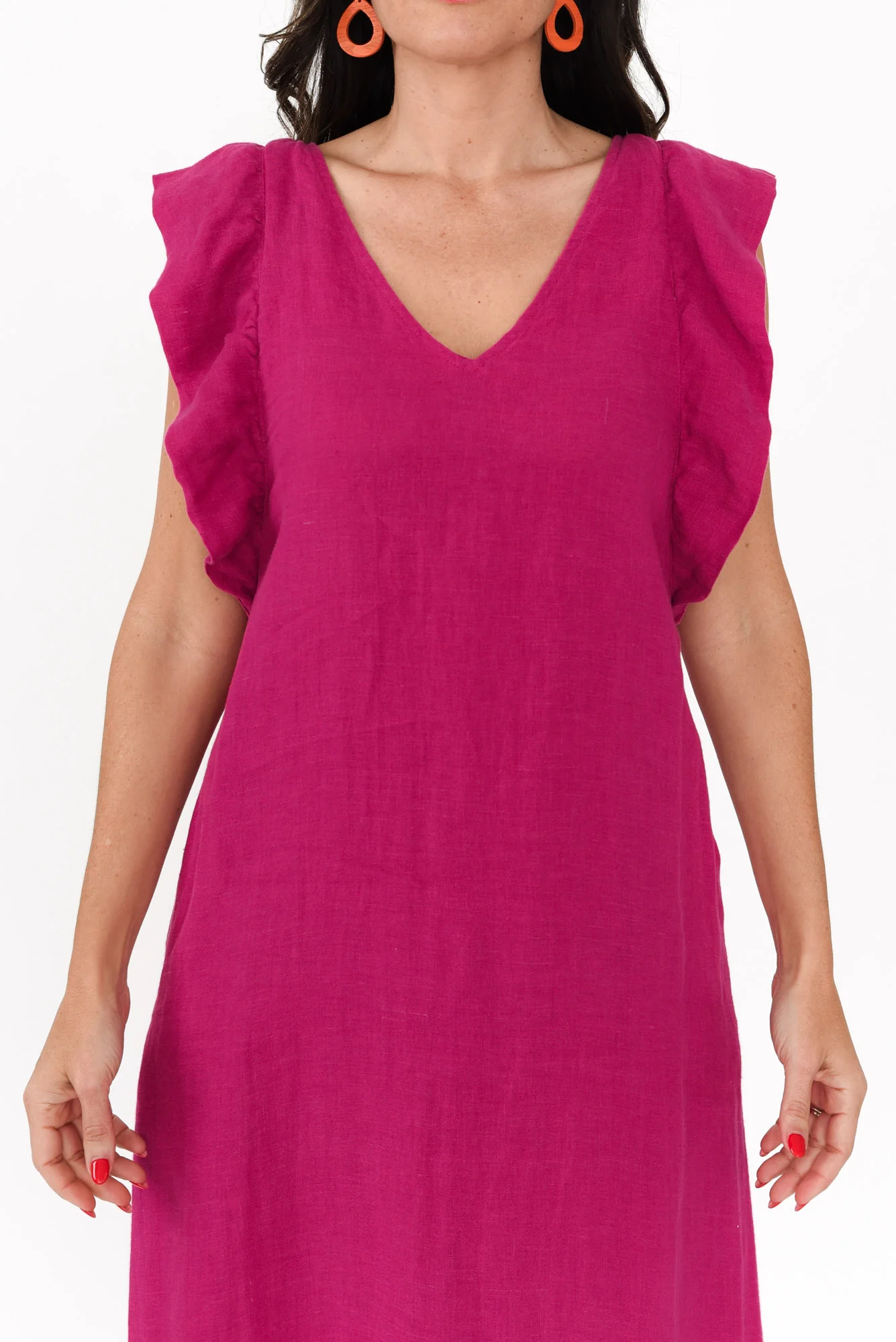 Matilda Hot Pink Pink Linen Dress