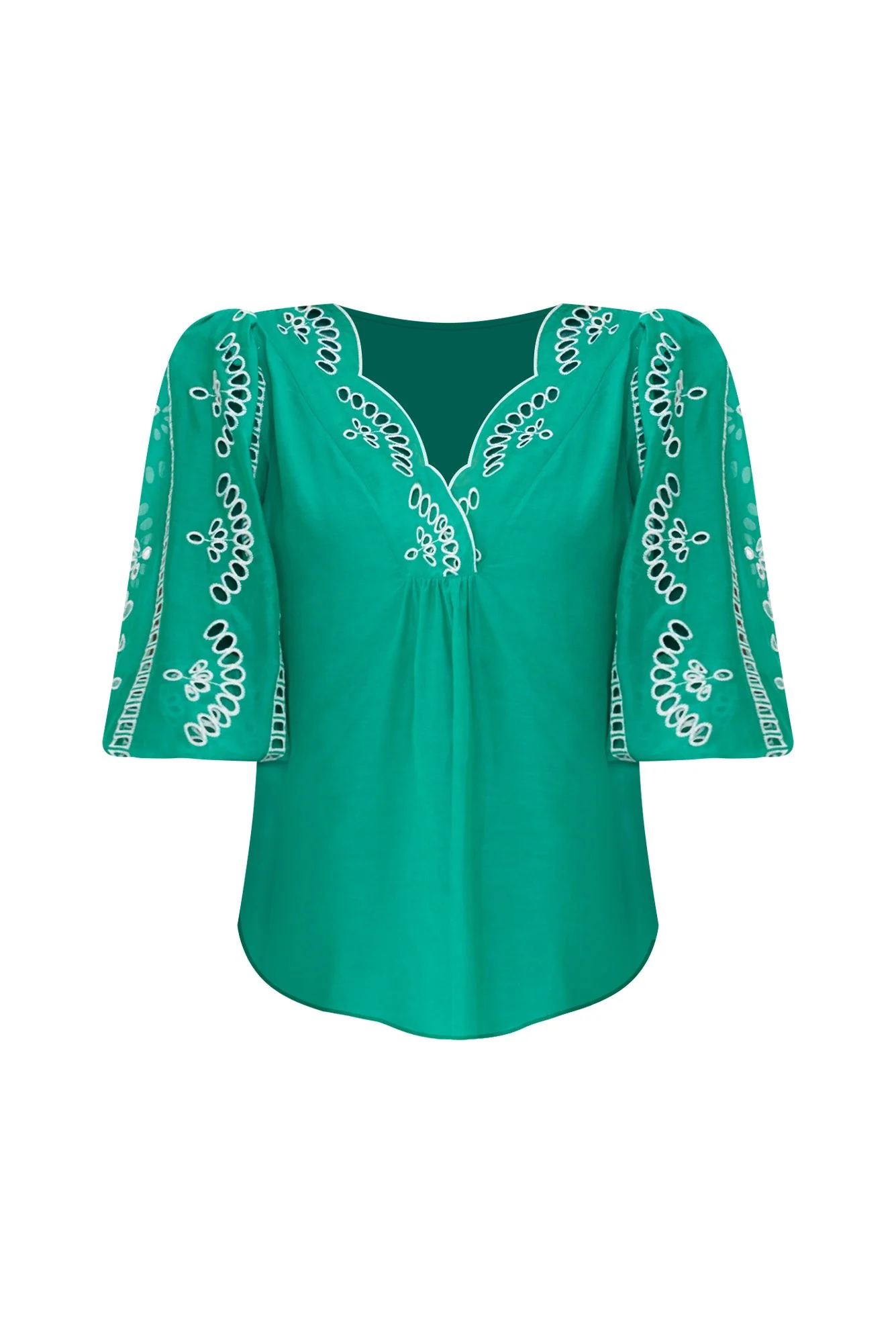 Morgan Bay Green Cotton Silk Top