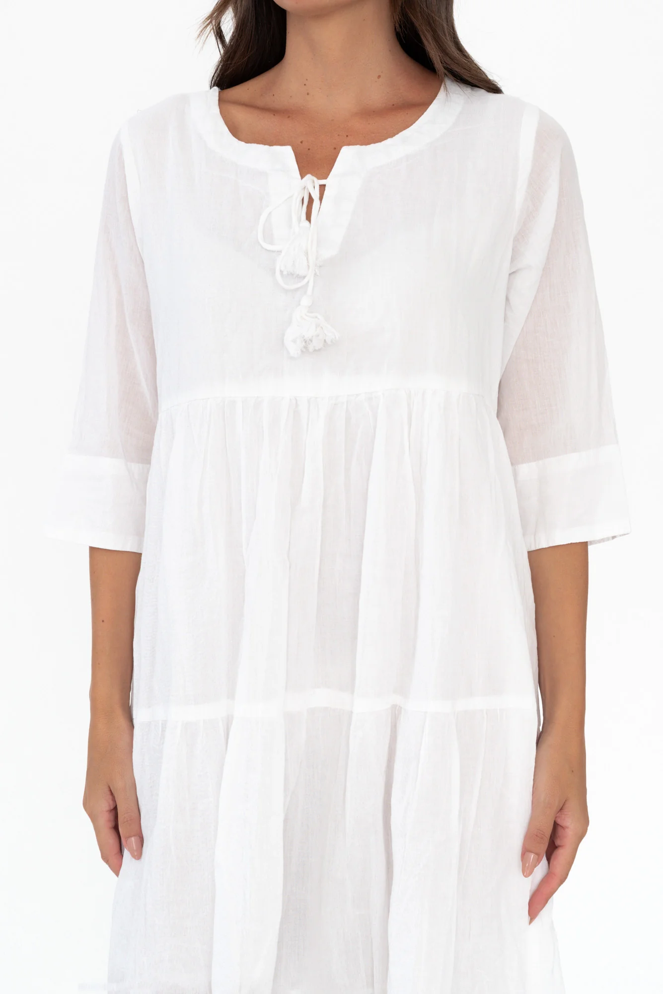Milana White Crinkle Cotton Dress
