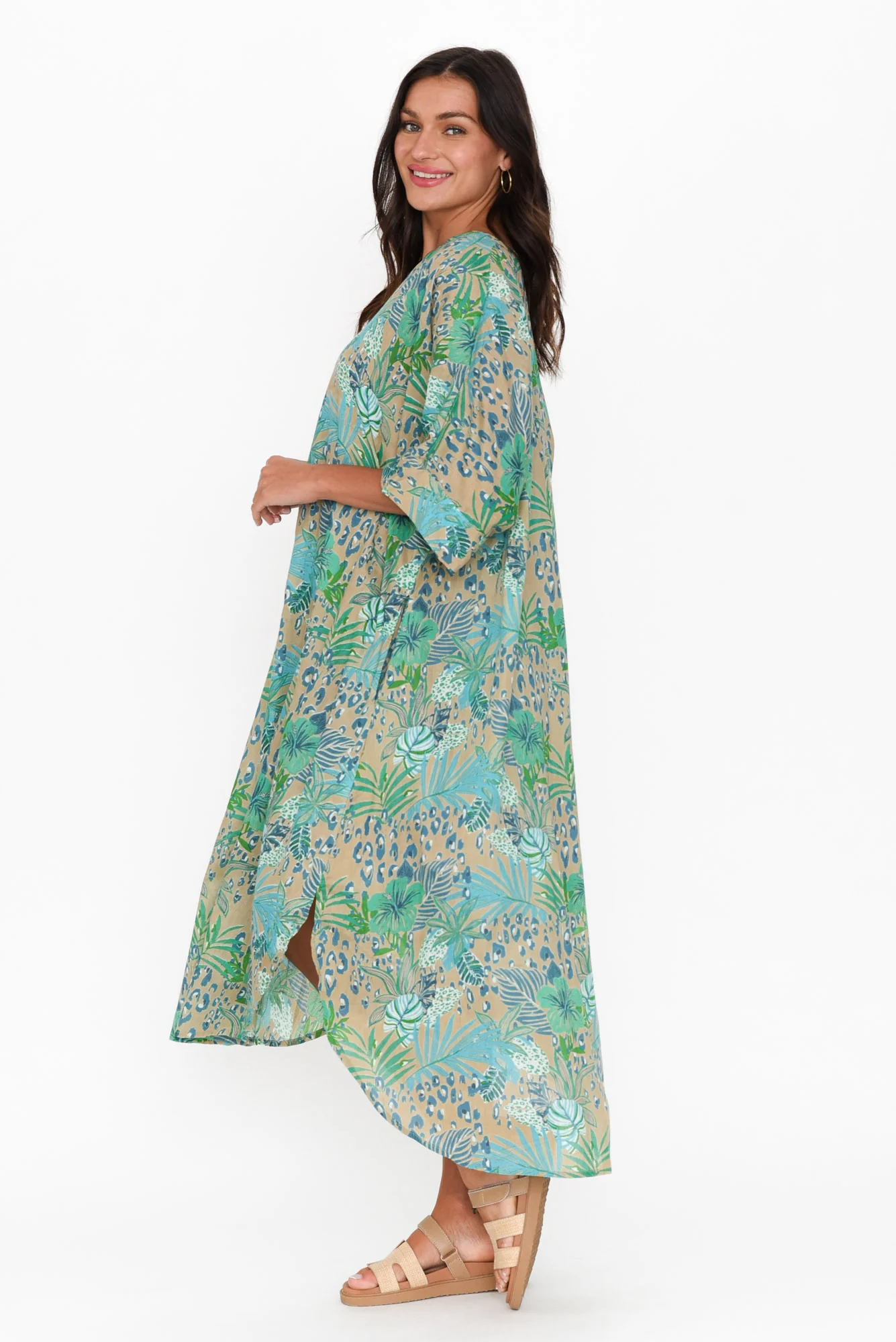 Tella Blue Jungle Cotton Kaftan